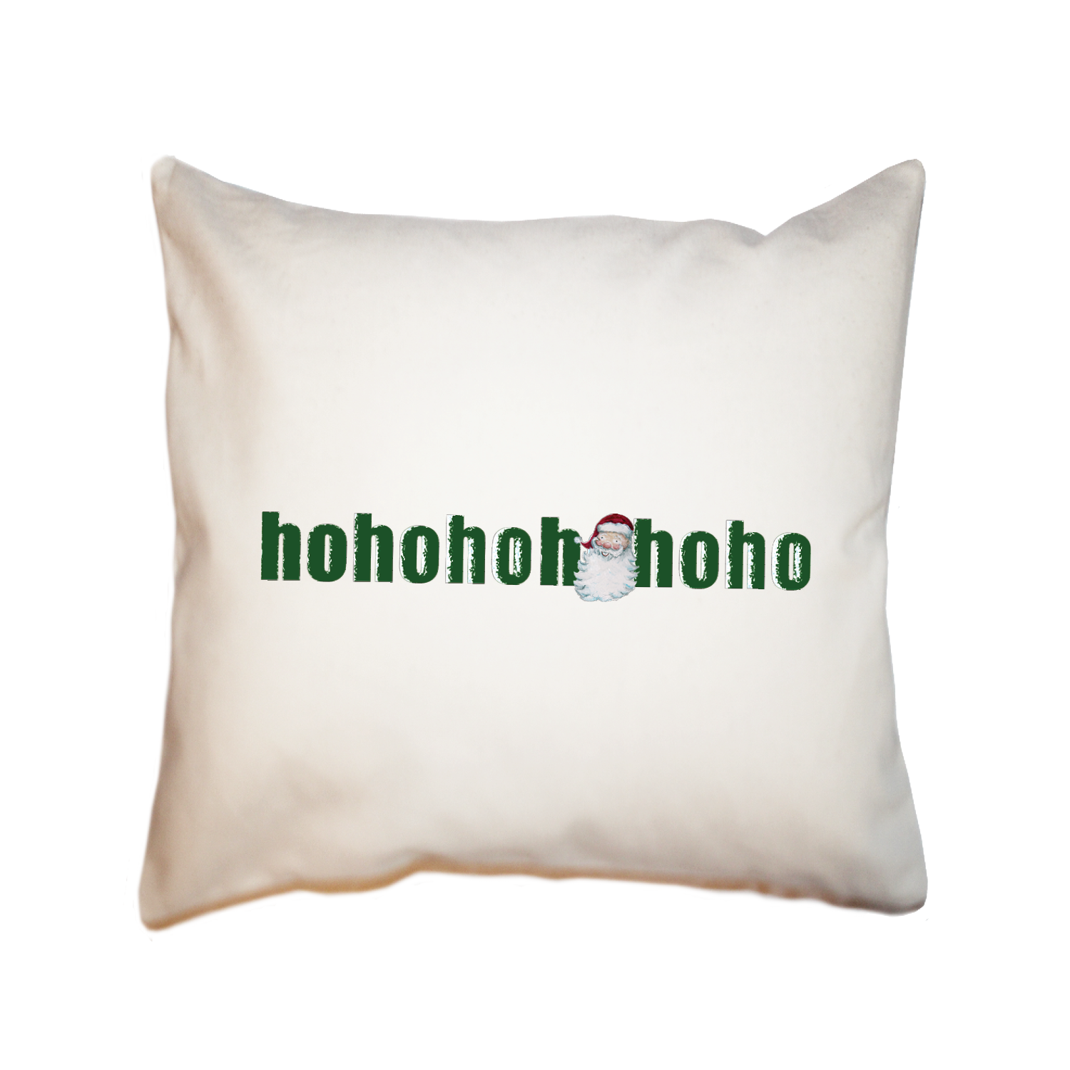 santa face ho ho ho green text square pillow