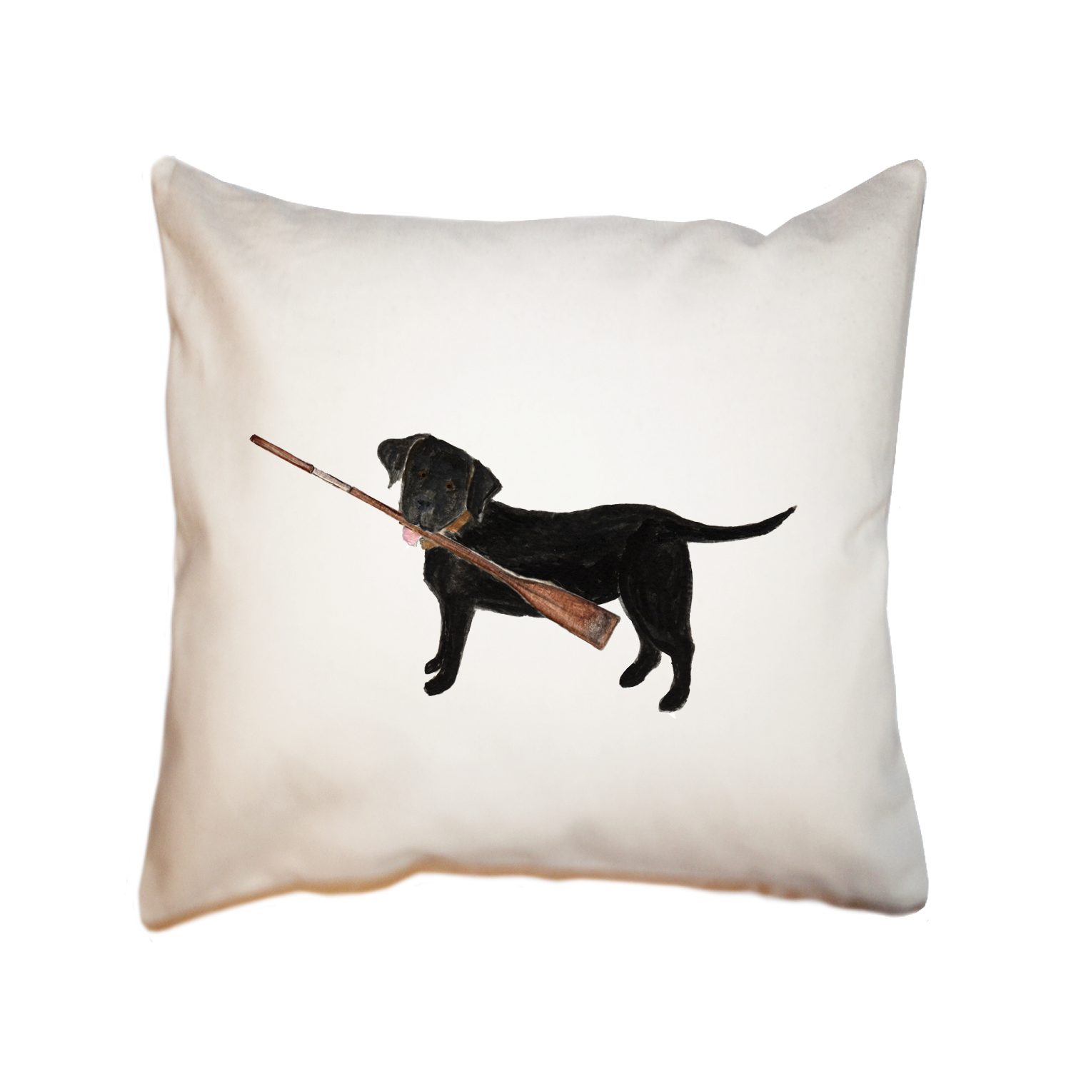 black lab with oar square pillow
