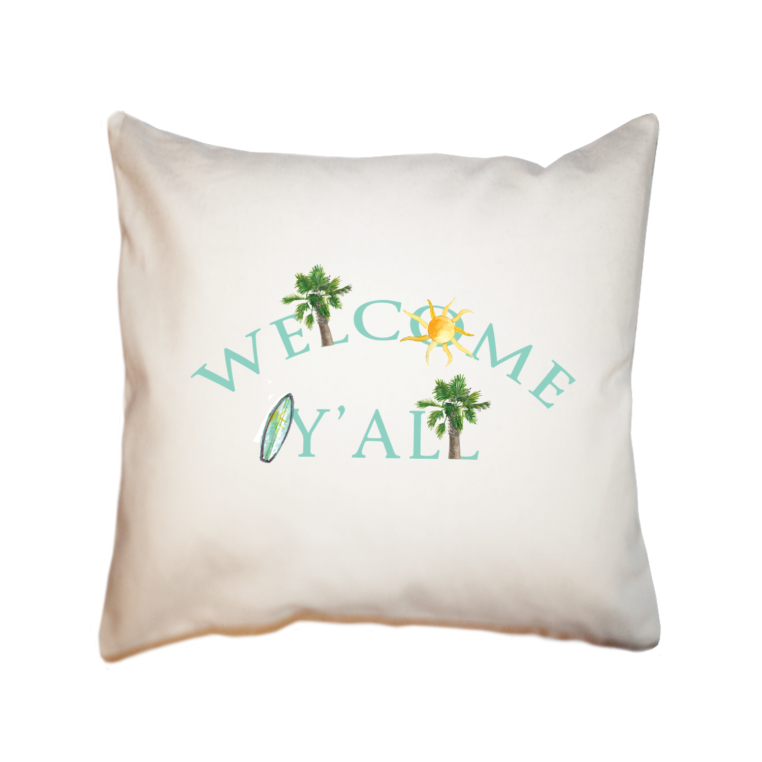 welcome y'all square pillow