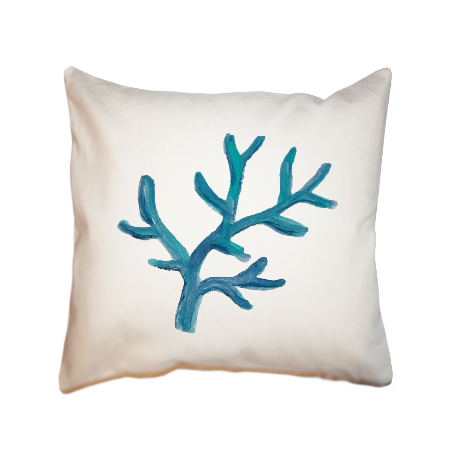 coral blue square pillow