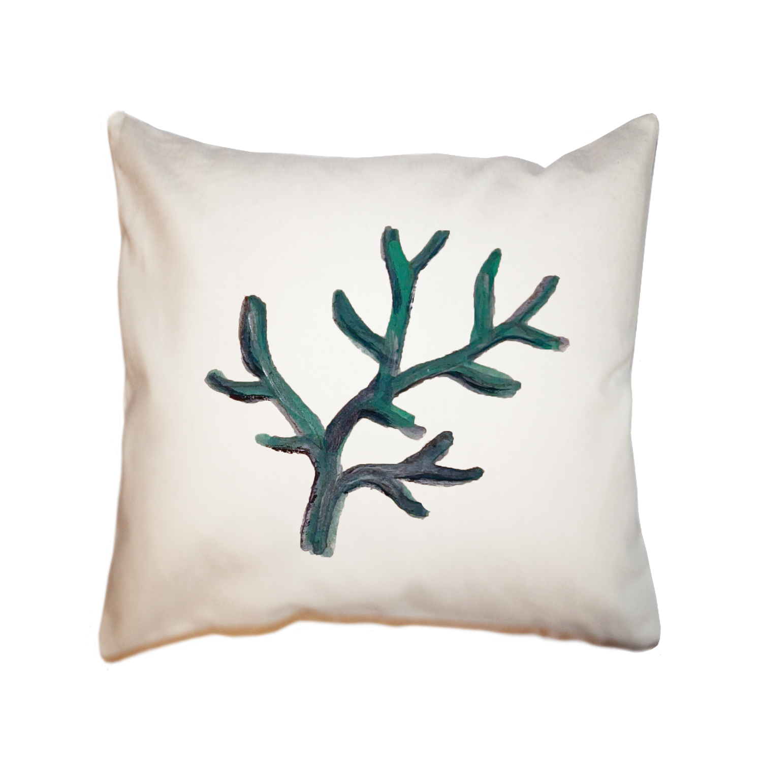 coral seafoam square pillow