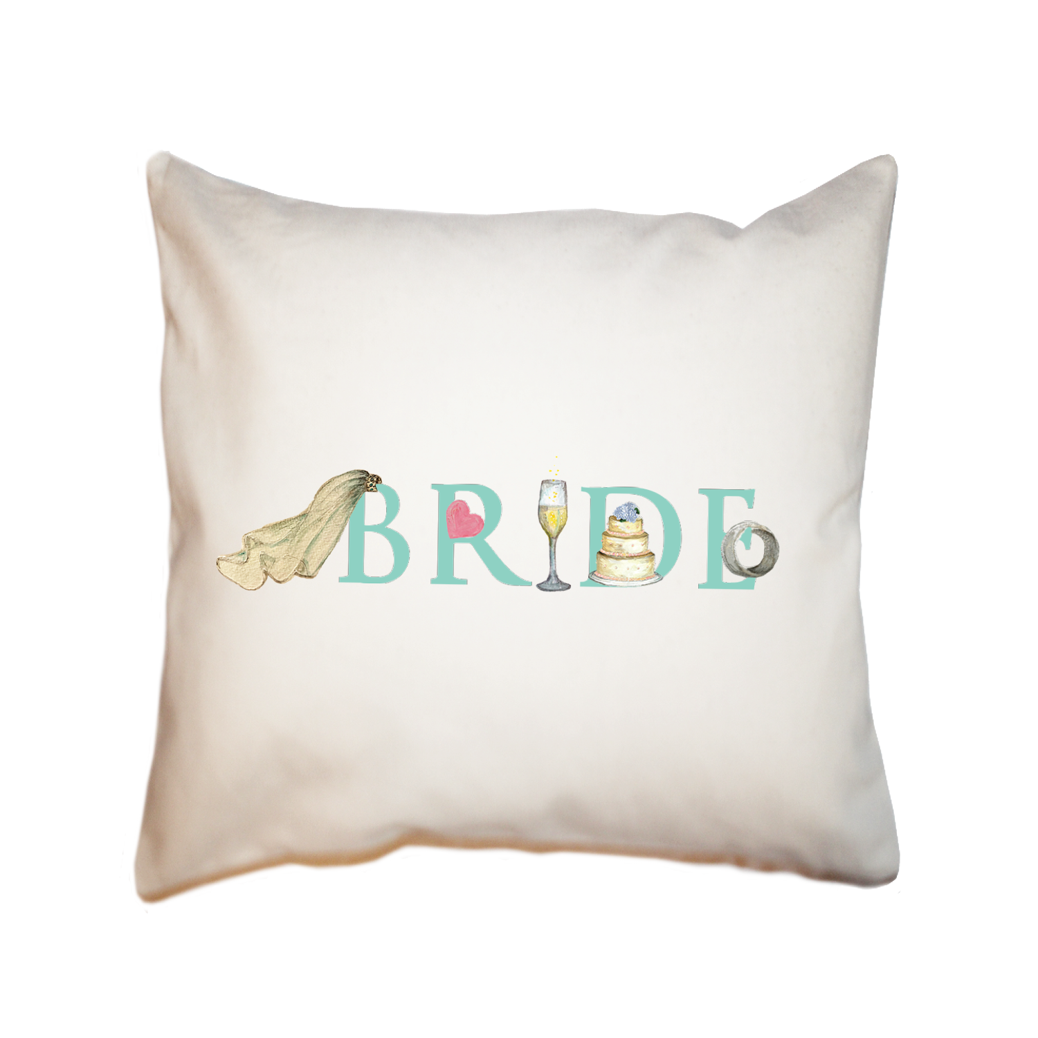 bride illu-stated square pillow