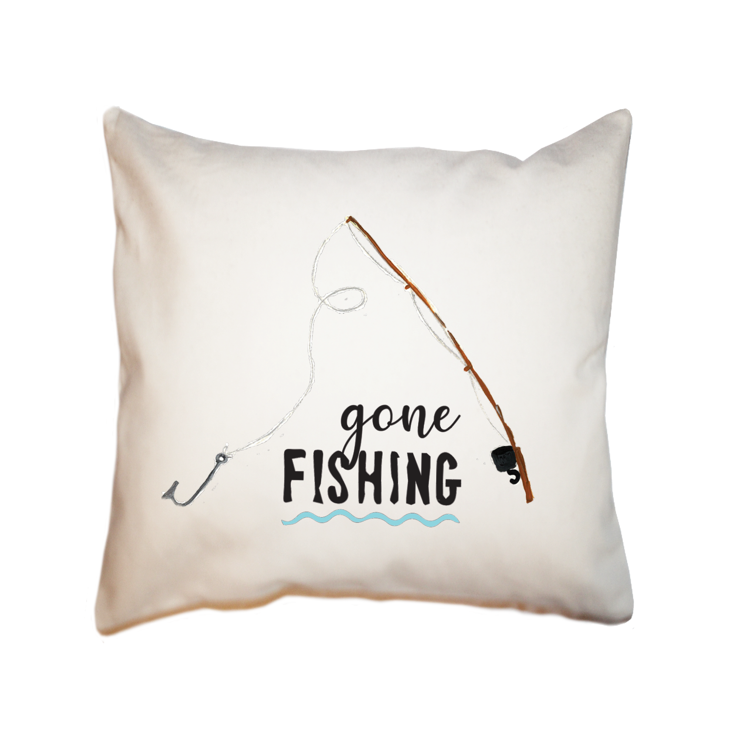 gone fishing square pillow