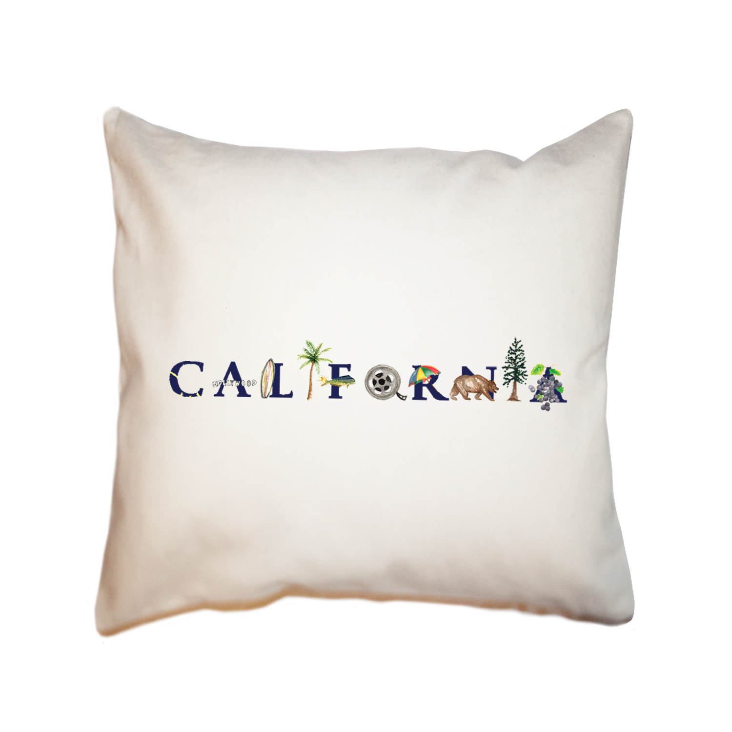 california blue font square pillow