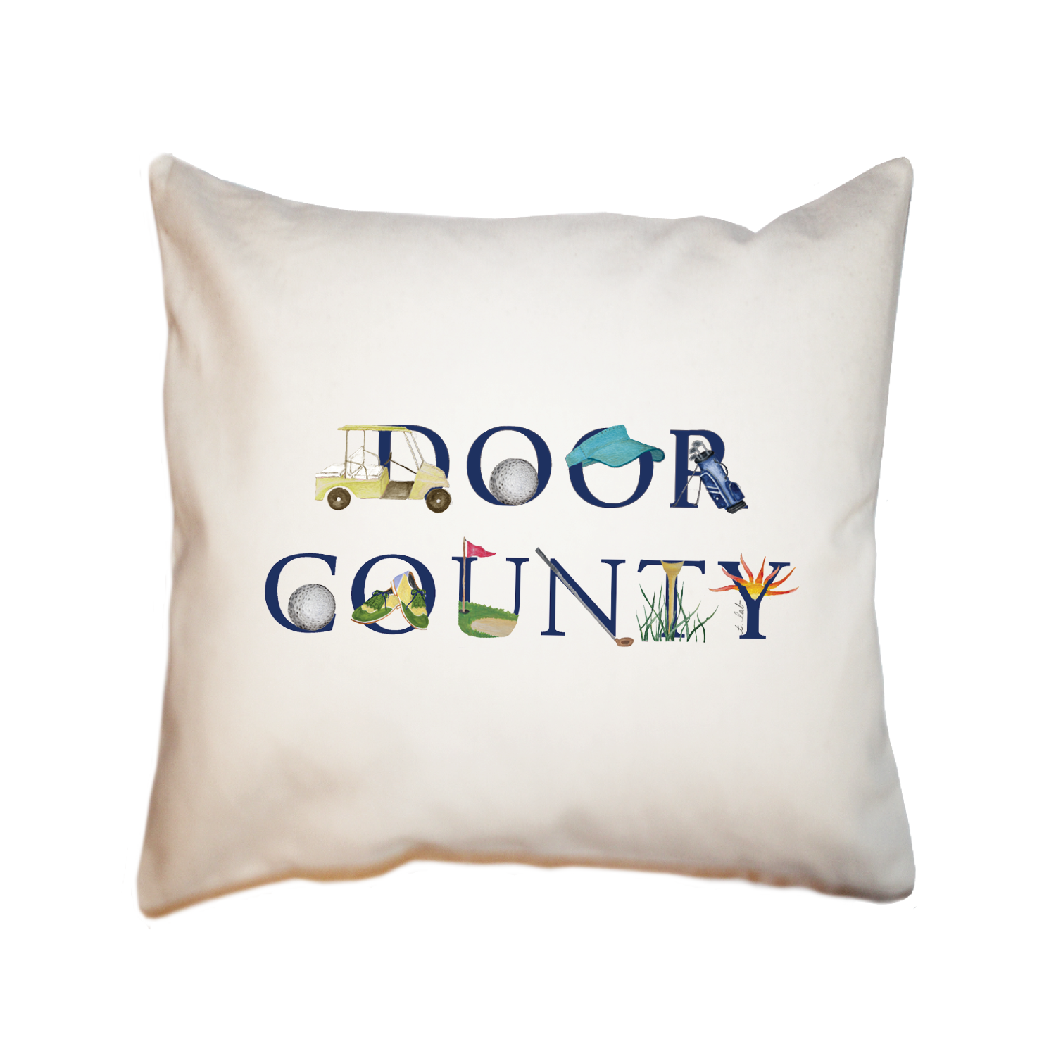 door county golf square pillow