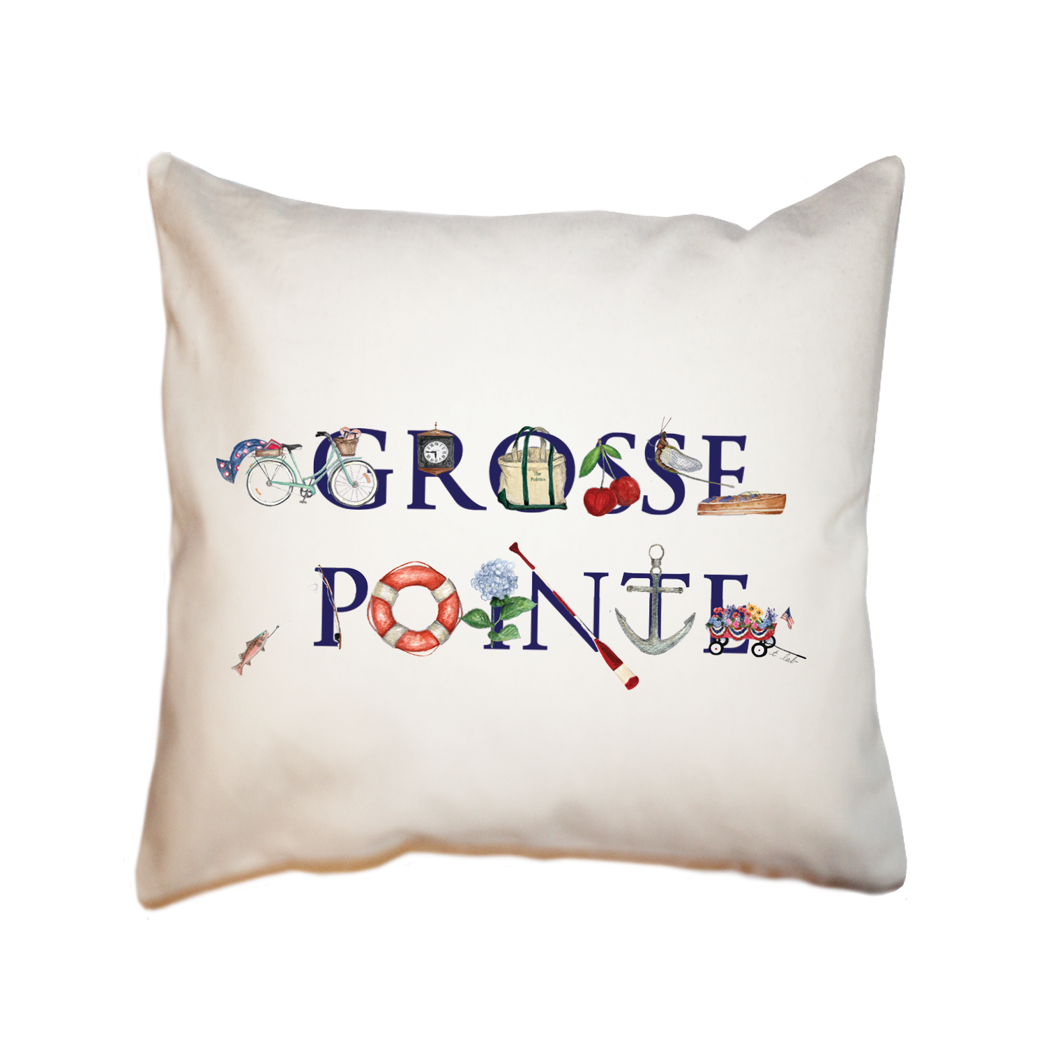 grosse pointe square pillow