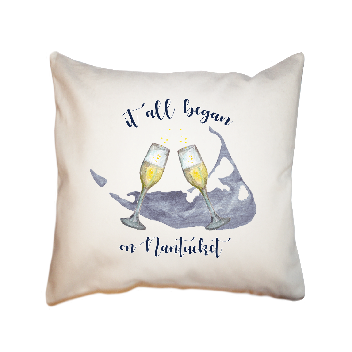 it all began on nantucket with map square pillow