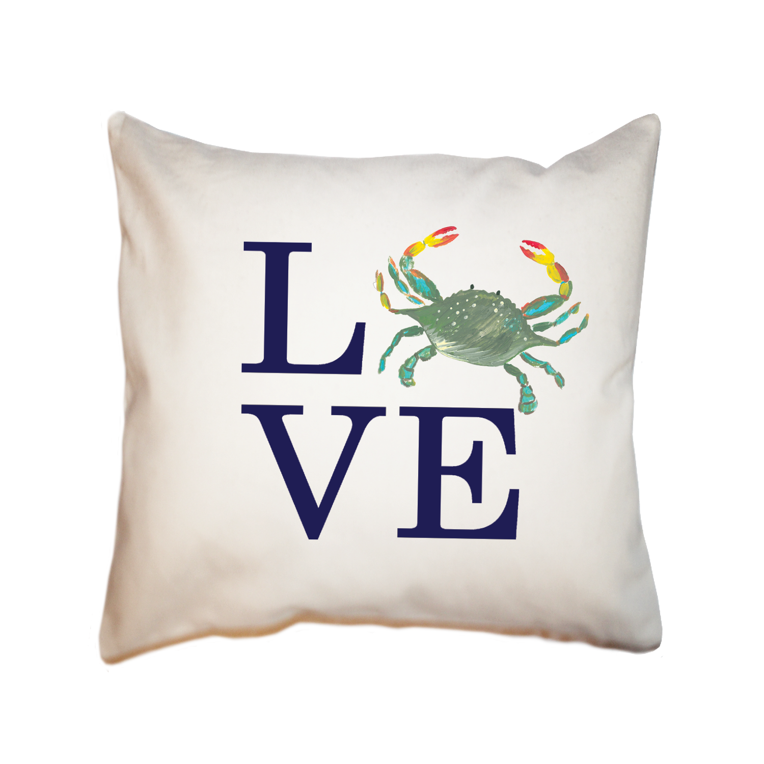 love crab with navy square pillow