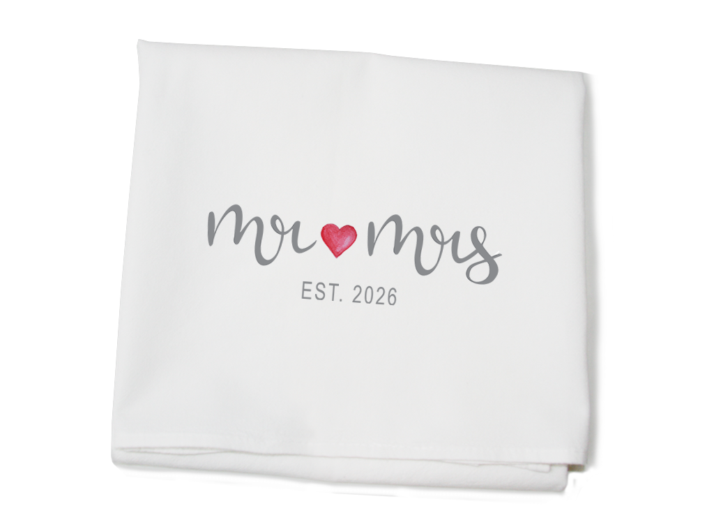 mr and mrs est flour sack towel