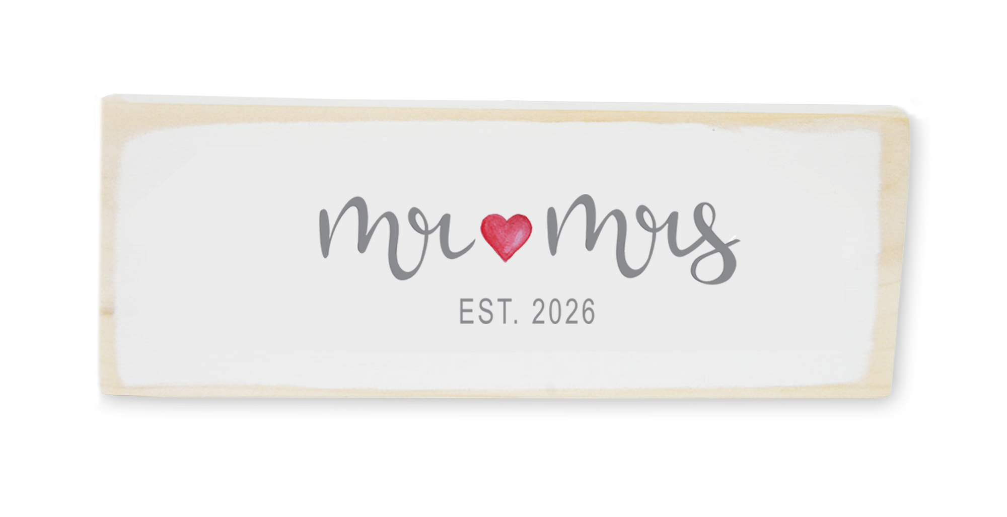 mr and mrs est wood block rectangle