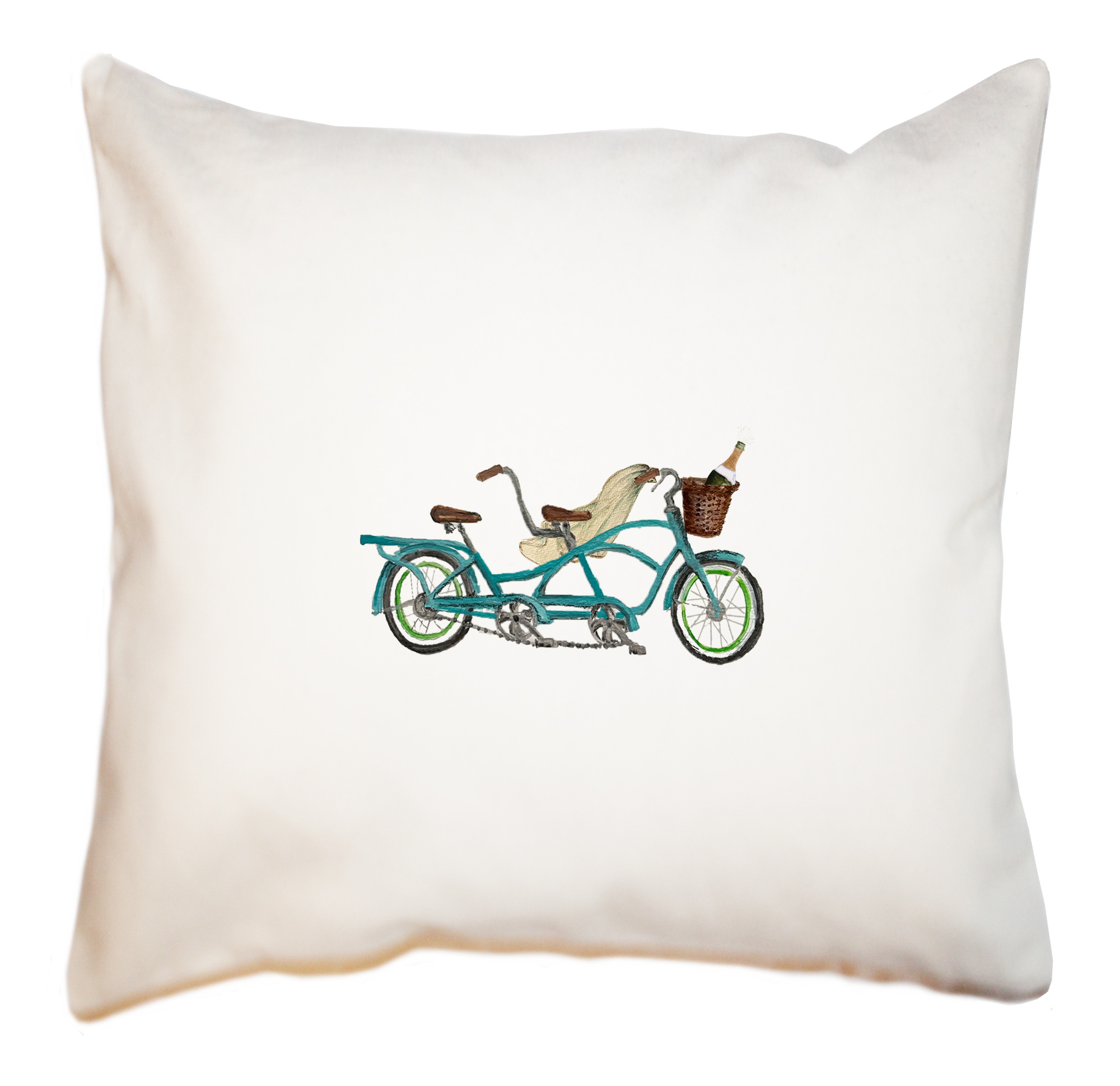 tandem bike wedding square pillow