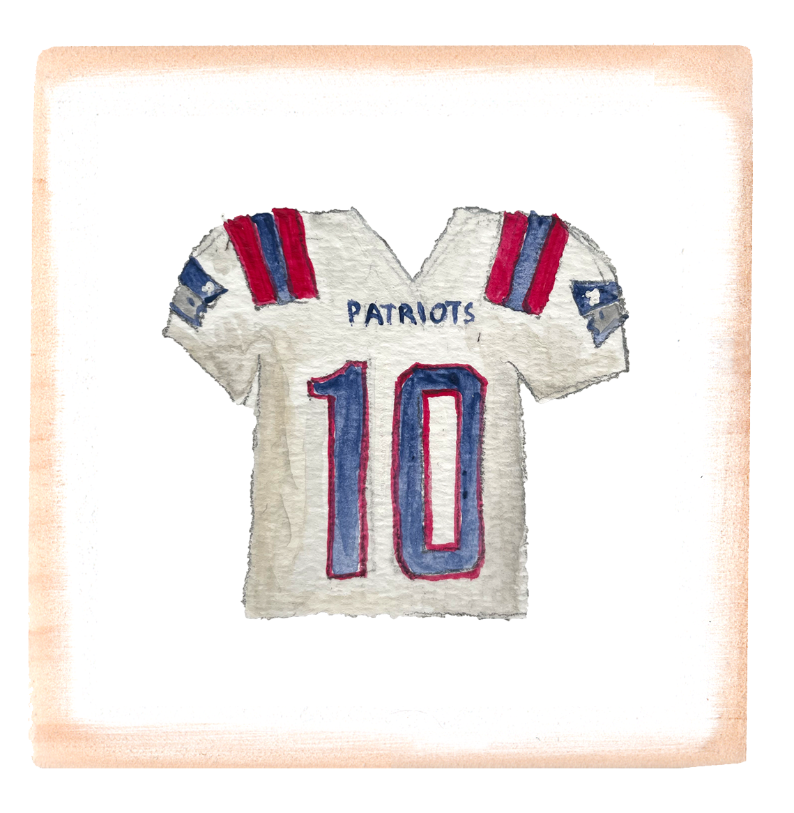 new england blue football jersey square block