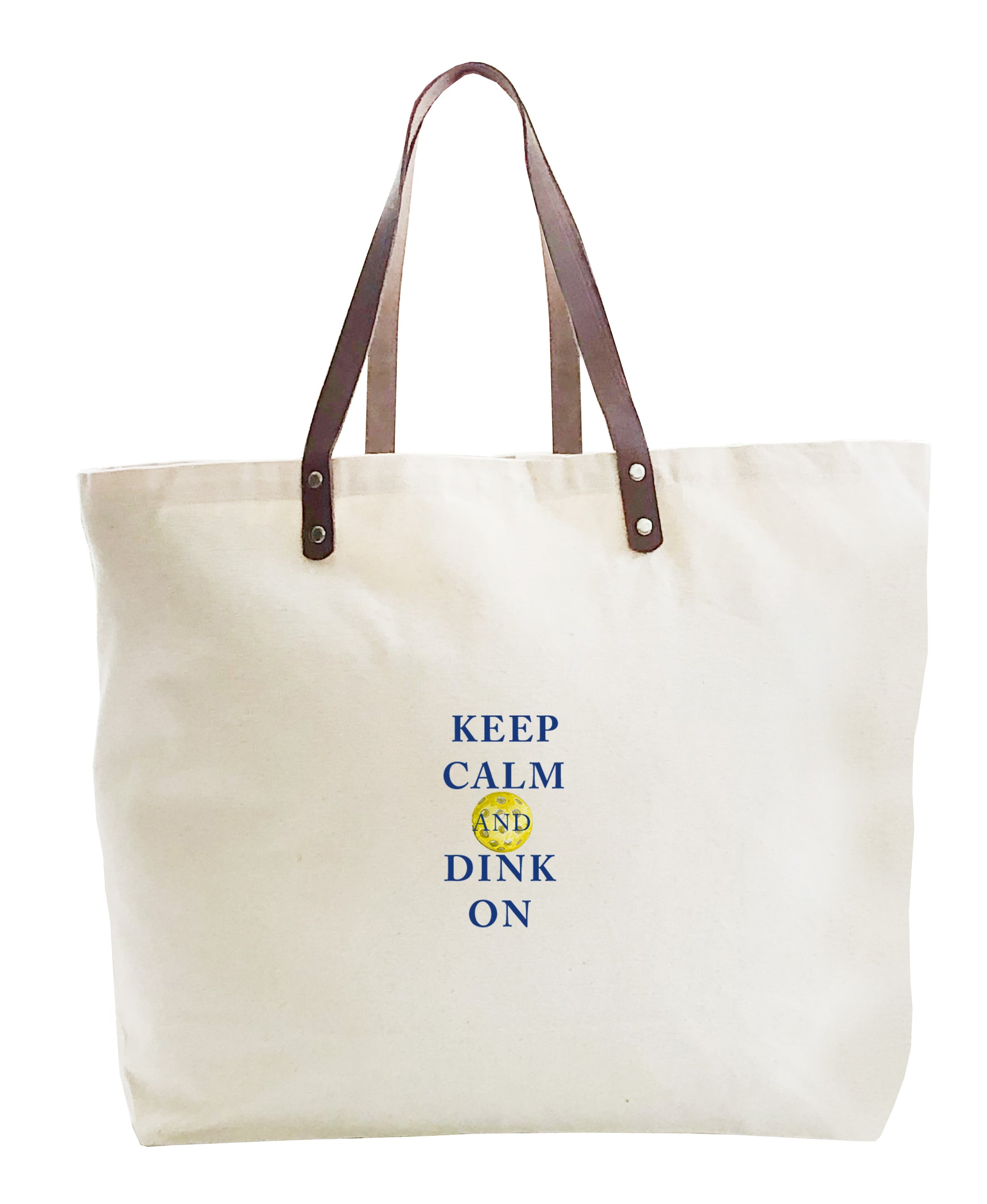 keep calm and dink on with ball large tote