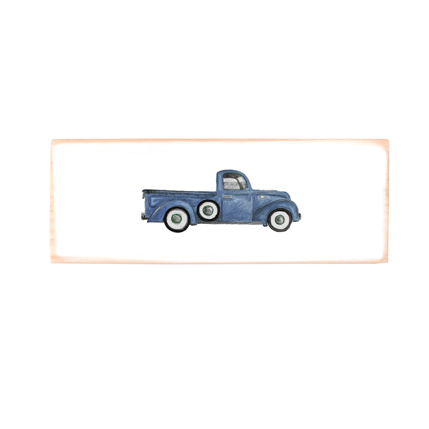 blue truck wood block rectangle