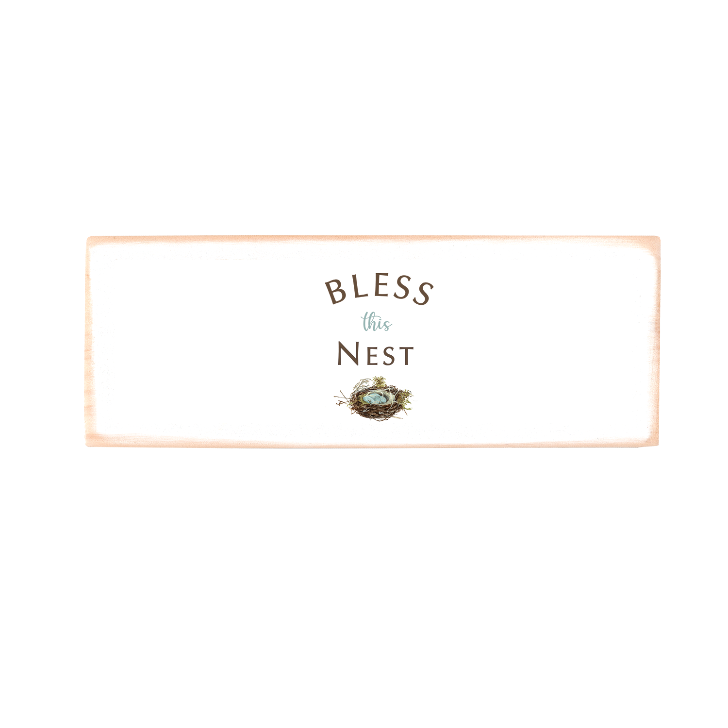 bless this nest wood block rectangle