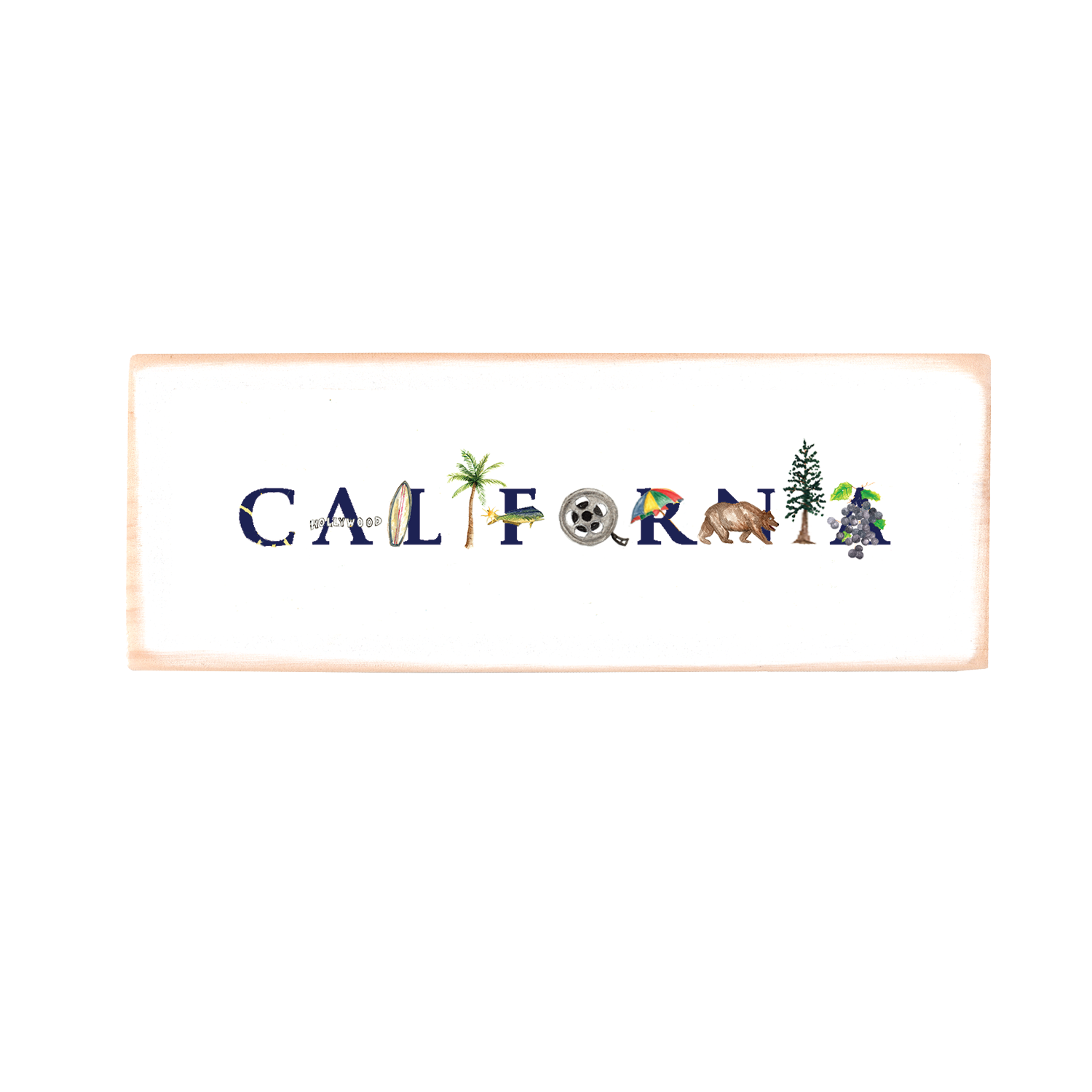 california blue font wood block rectangle