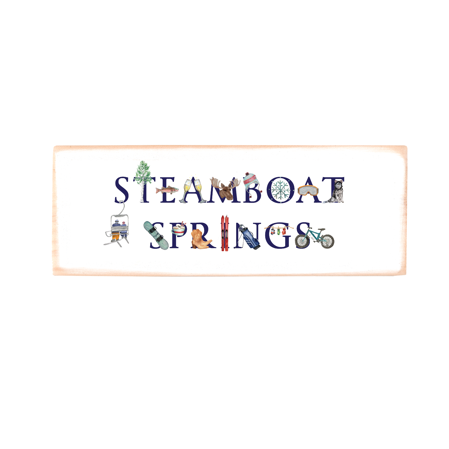 steamboat springs wood block rectangle