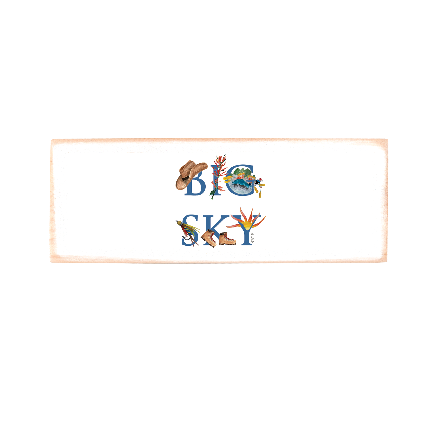big sky spring summer fall wood block rectangle