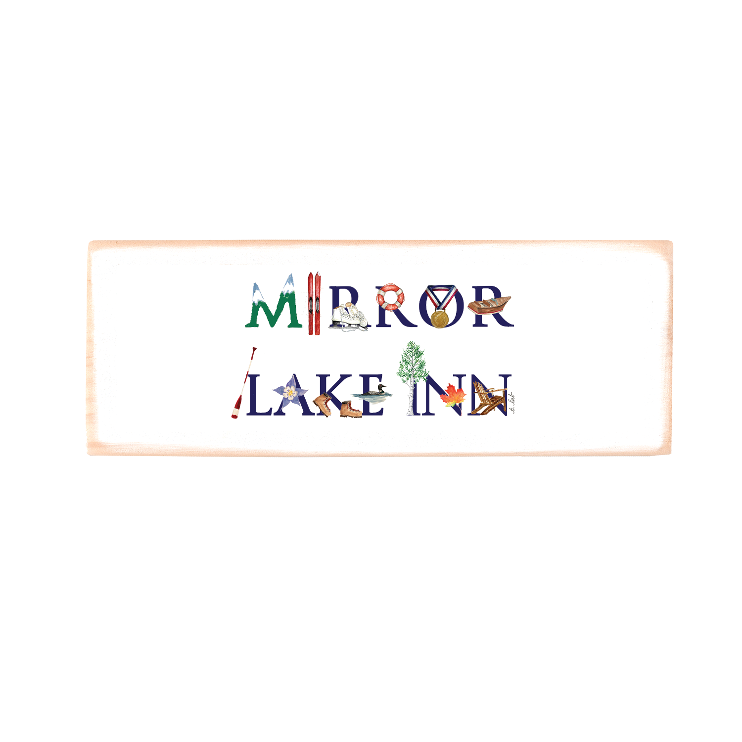 mirror lake inn wood block rectangle