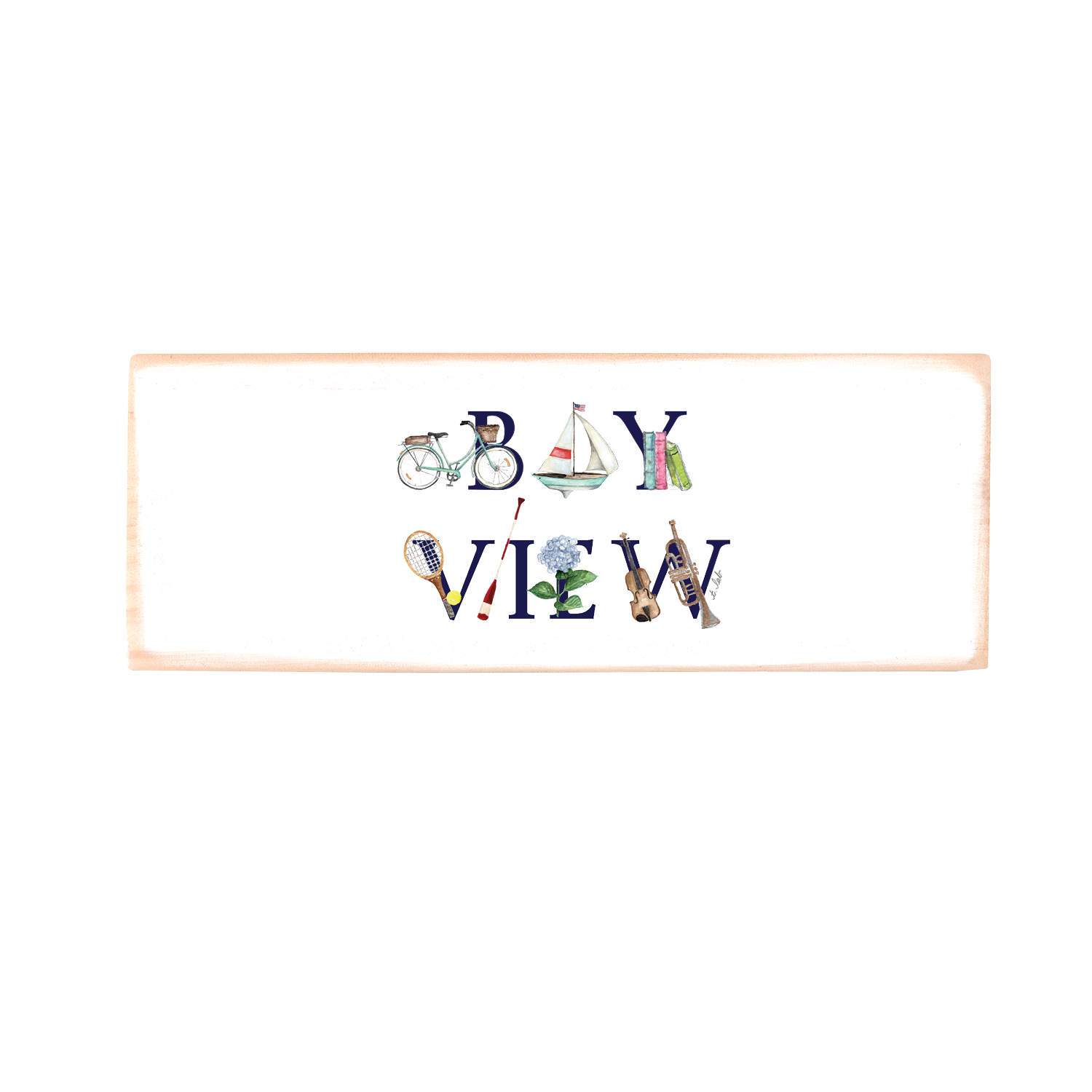 bay view mi wood block rectangle