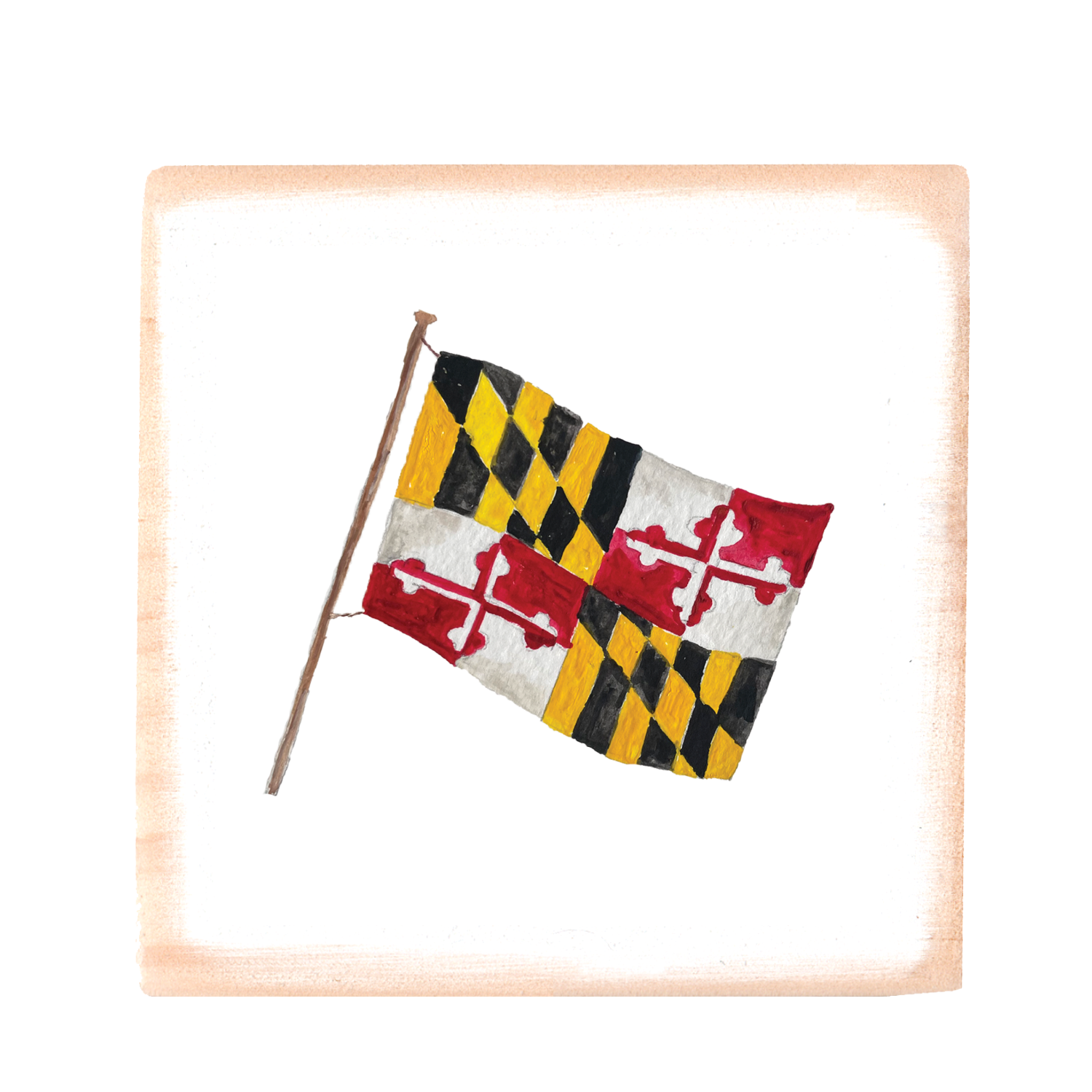 maryland flag wood block