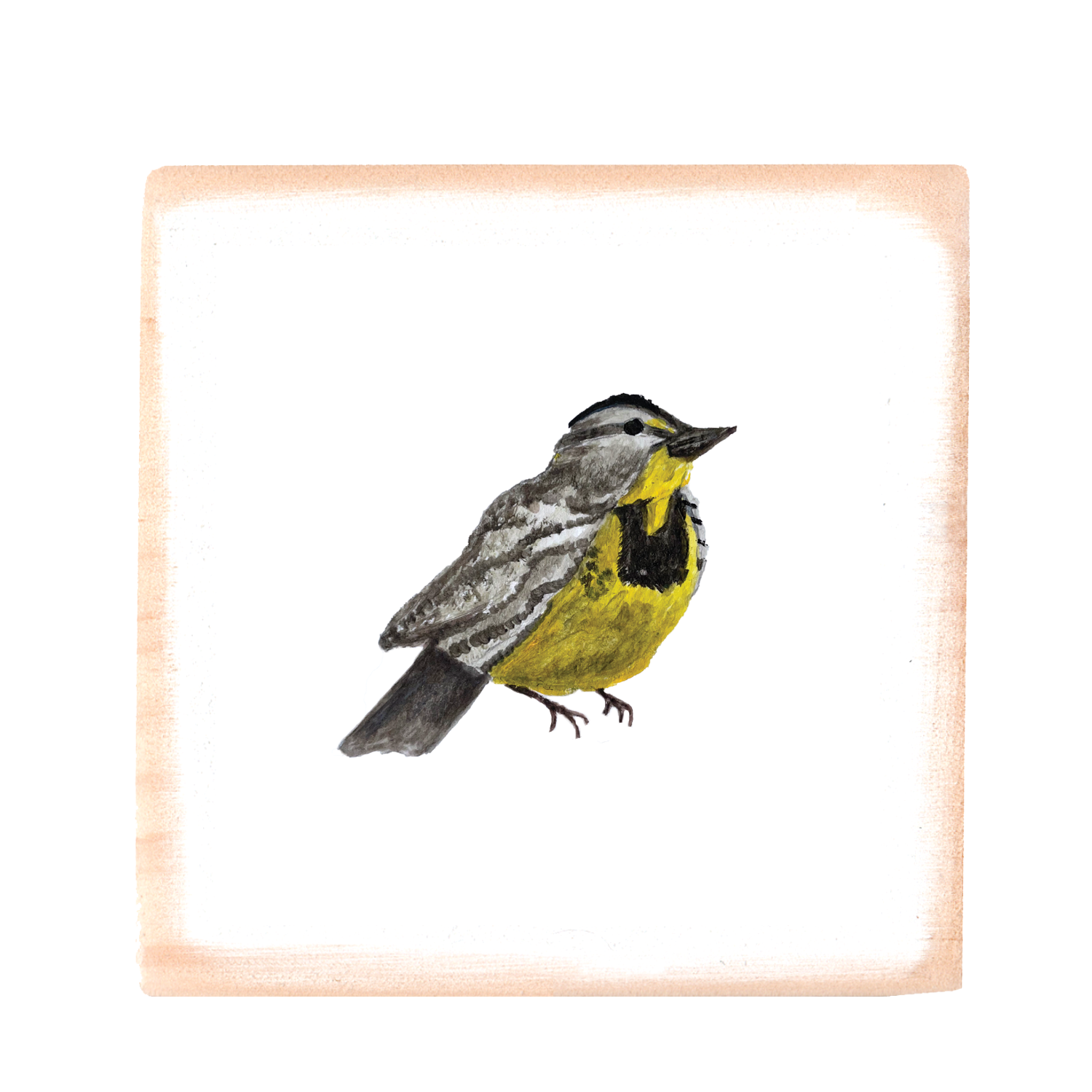 western meadowlark wood block