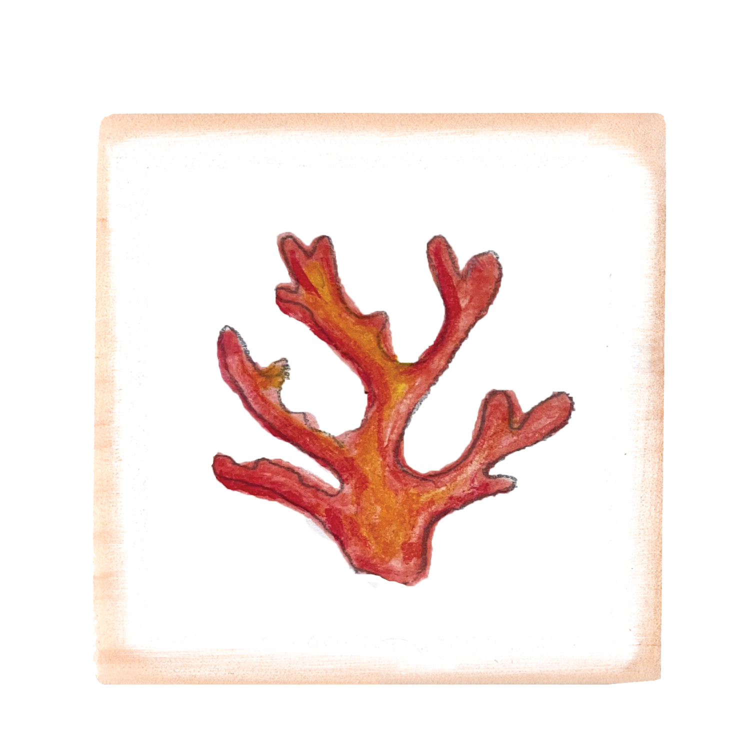 coral orange wood block