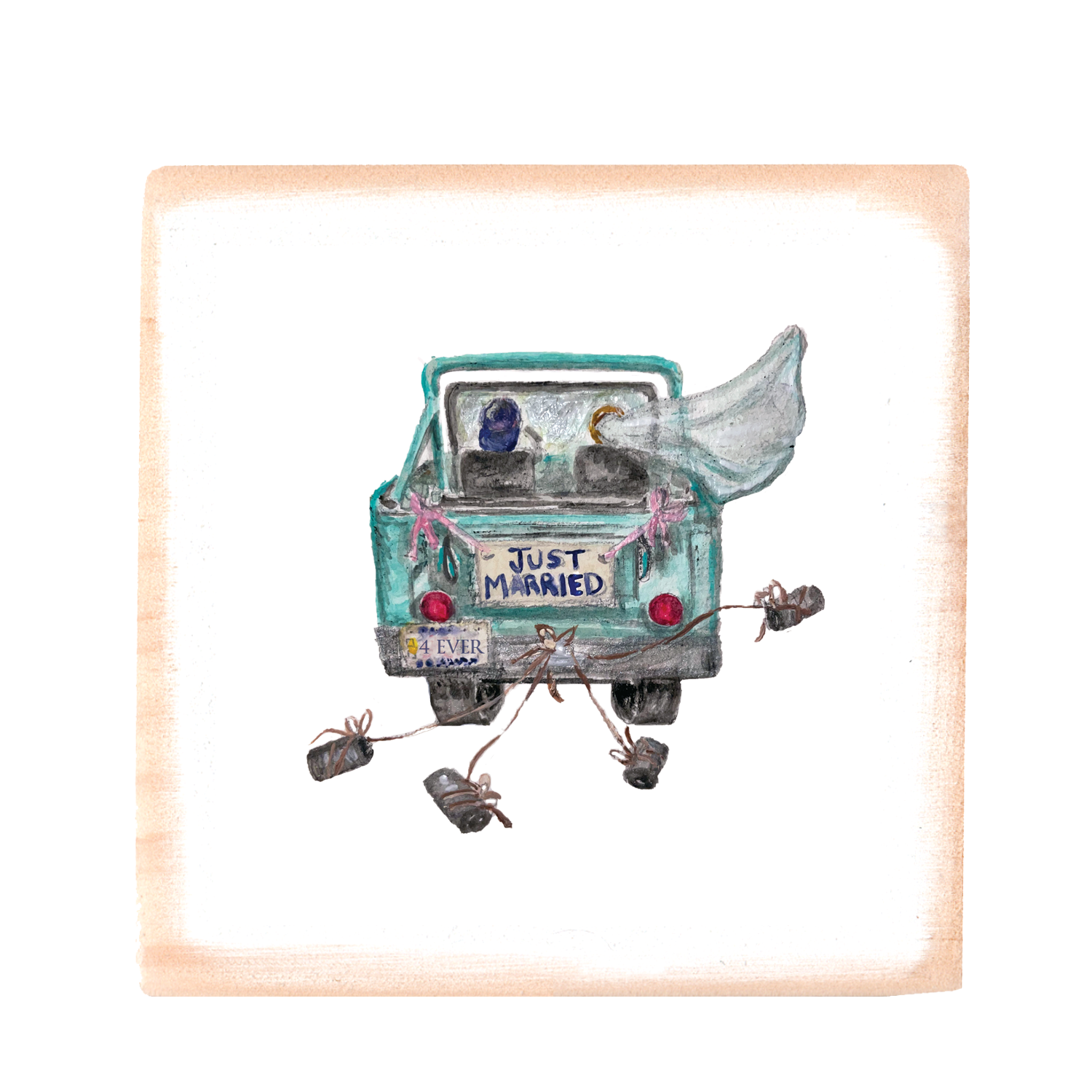 just married 4 ever jeep wood block