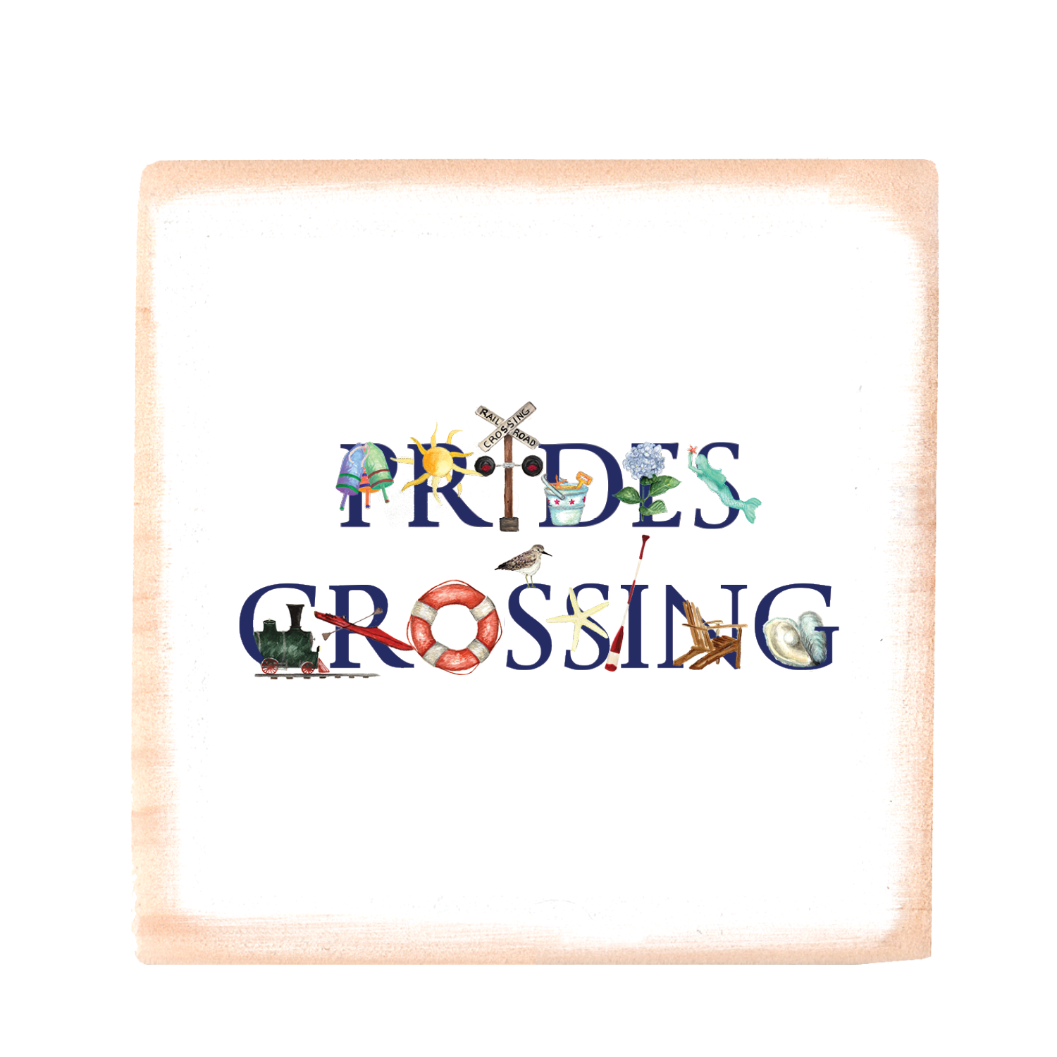 prides crossing wood block