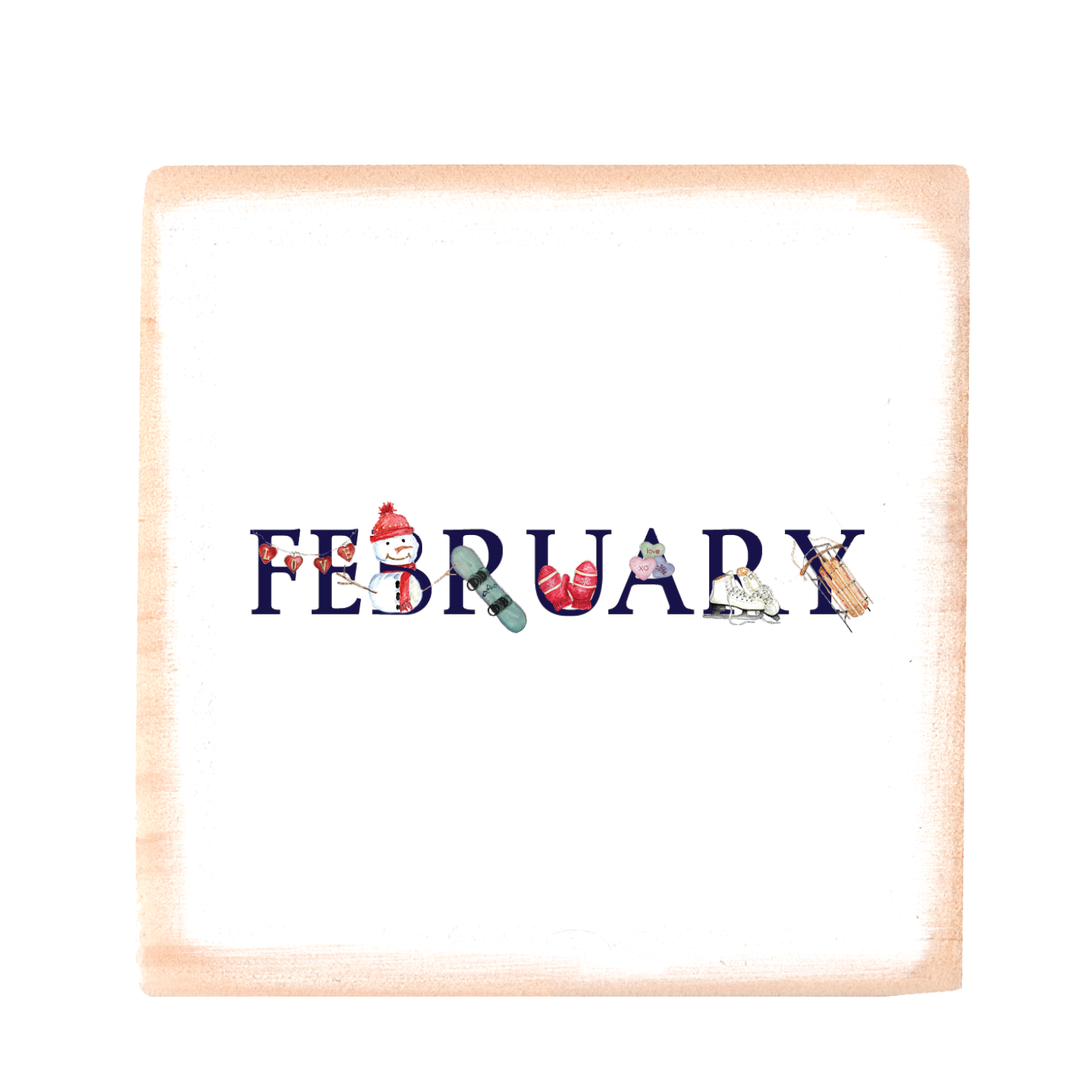 february wood block