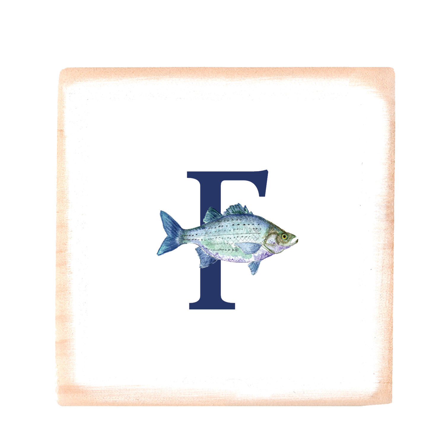 nautical alphabet - F wood block