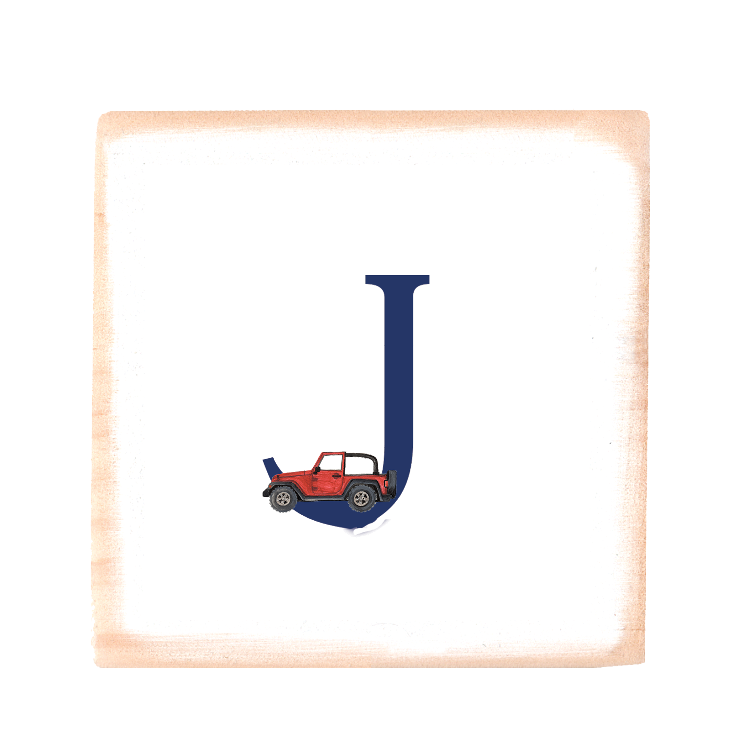 nautical alphabet - J wood block