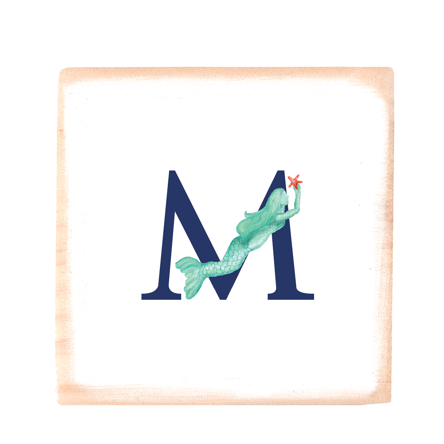 nautical alphabet - M wood block