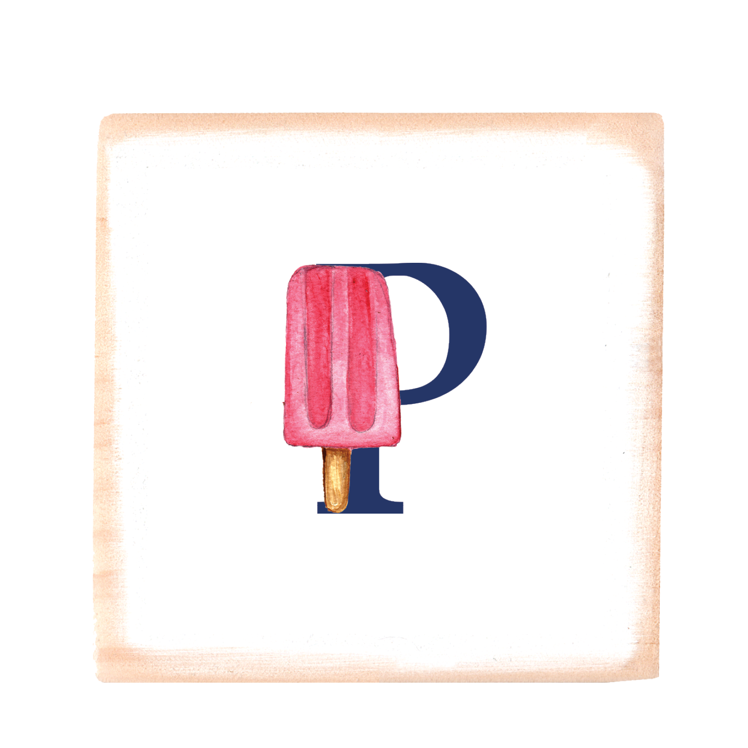 nautical alphabet - P wood block