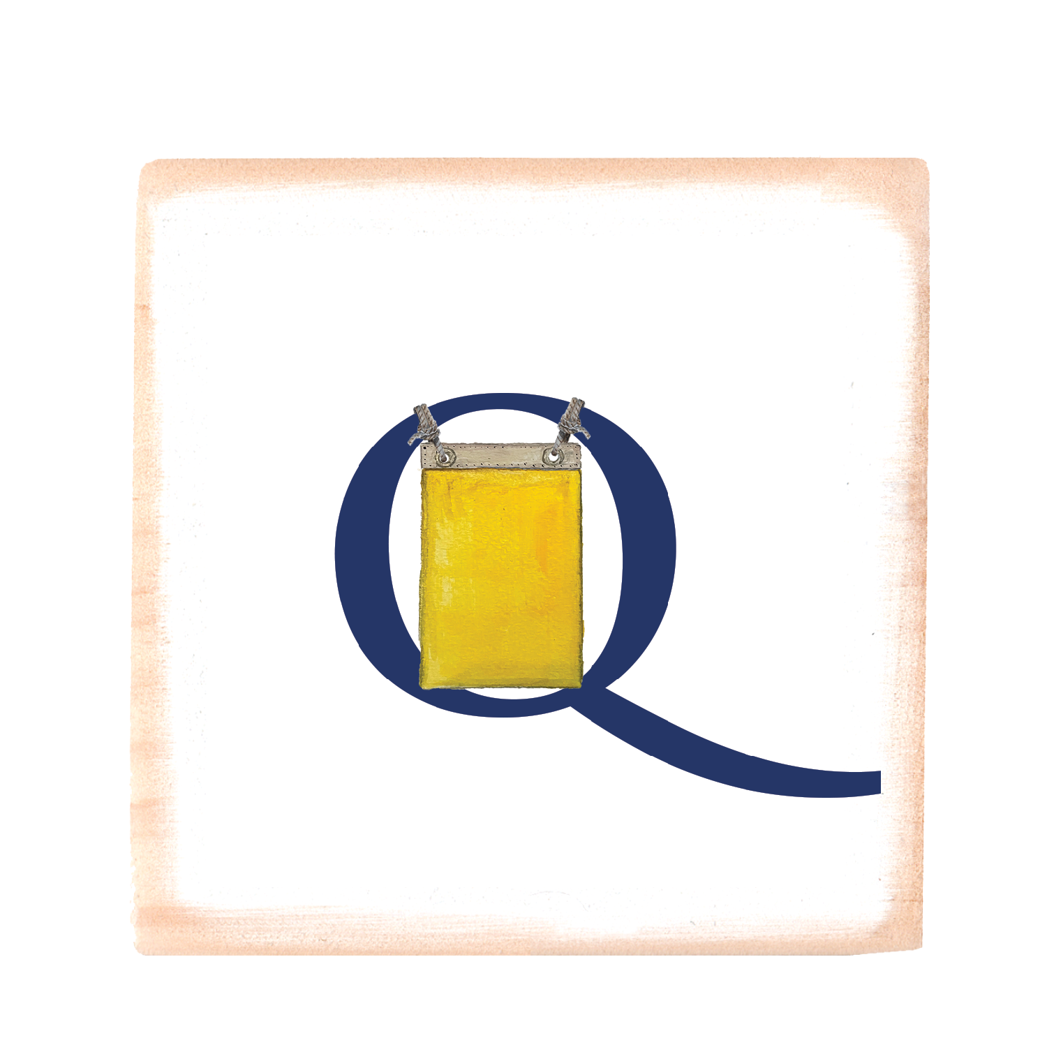 nautical alphabet - Q wood block