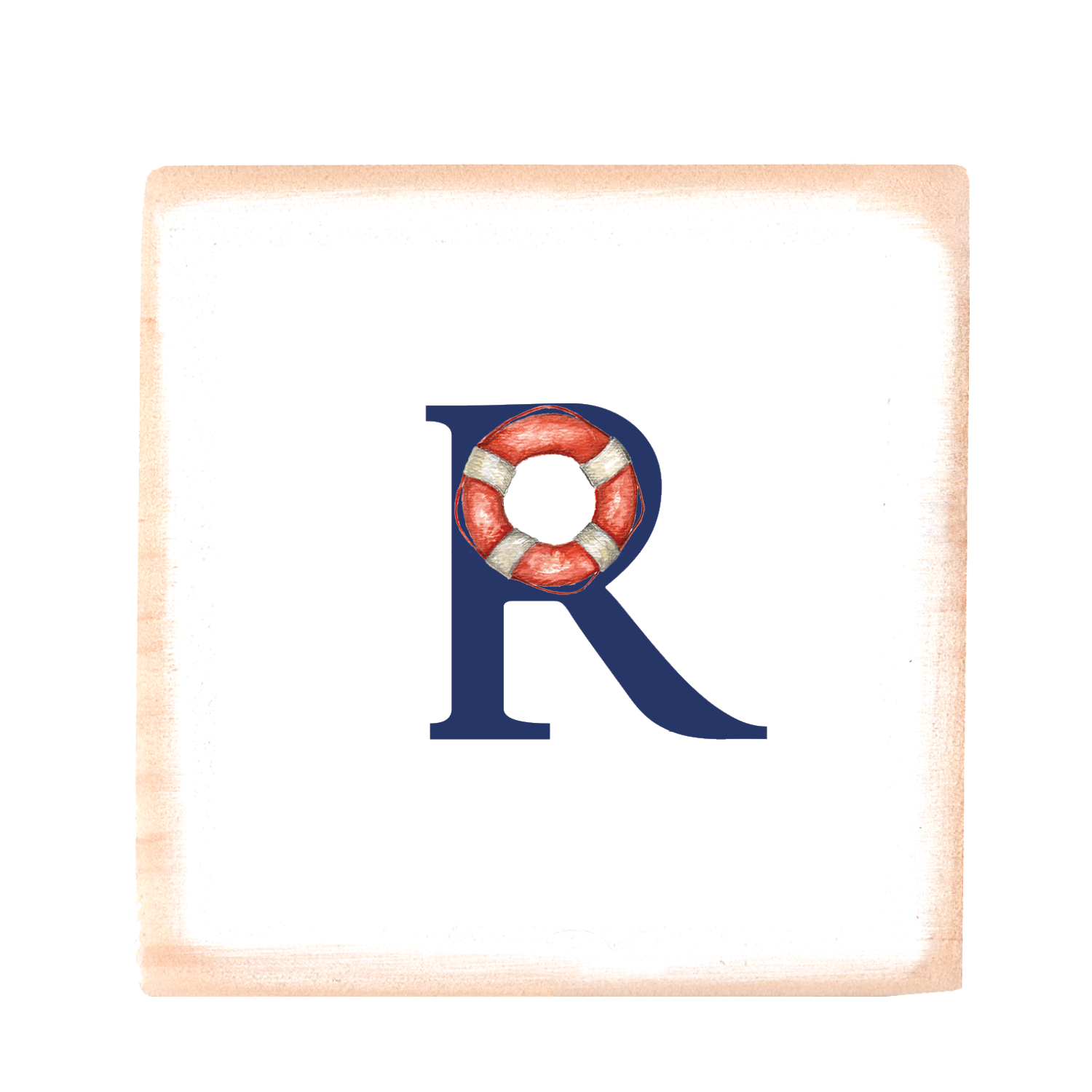nautical alphabet - R wood block