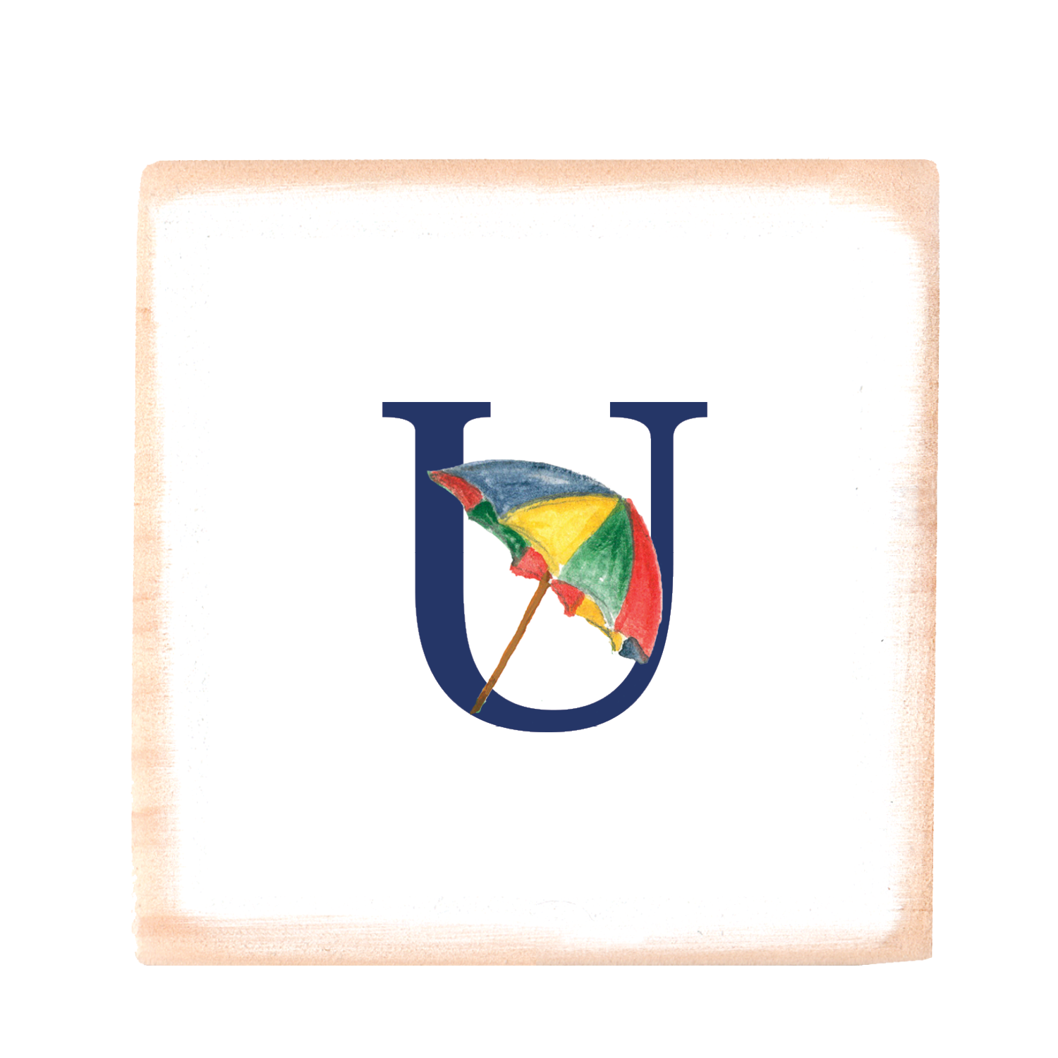 nautical alphabet - U wood block
