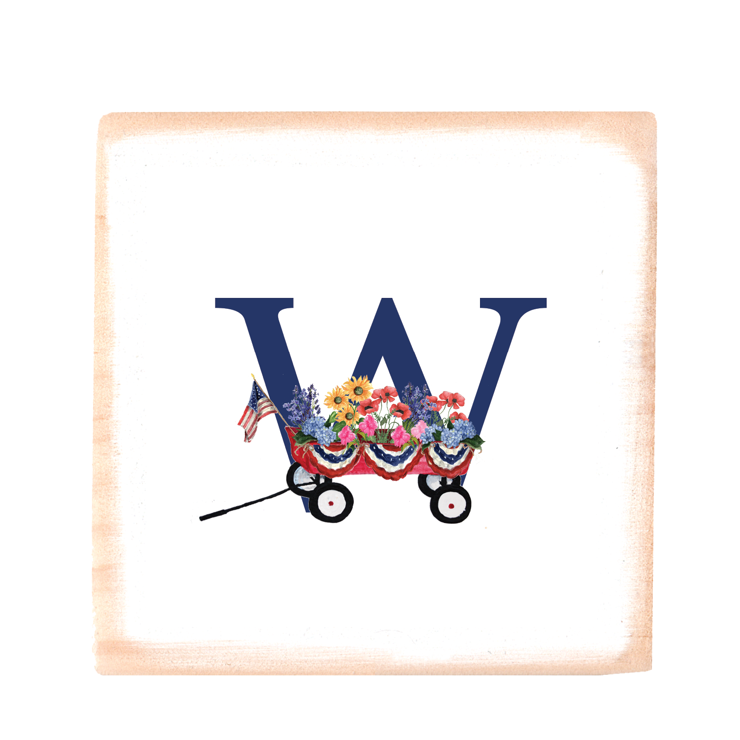 nautical alphabet - W wood block