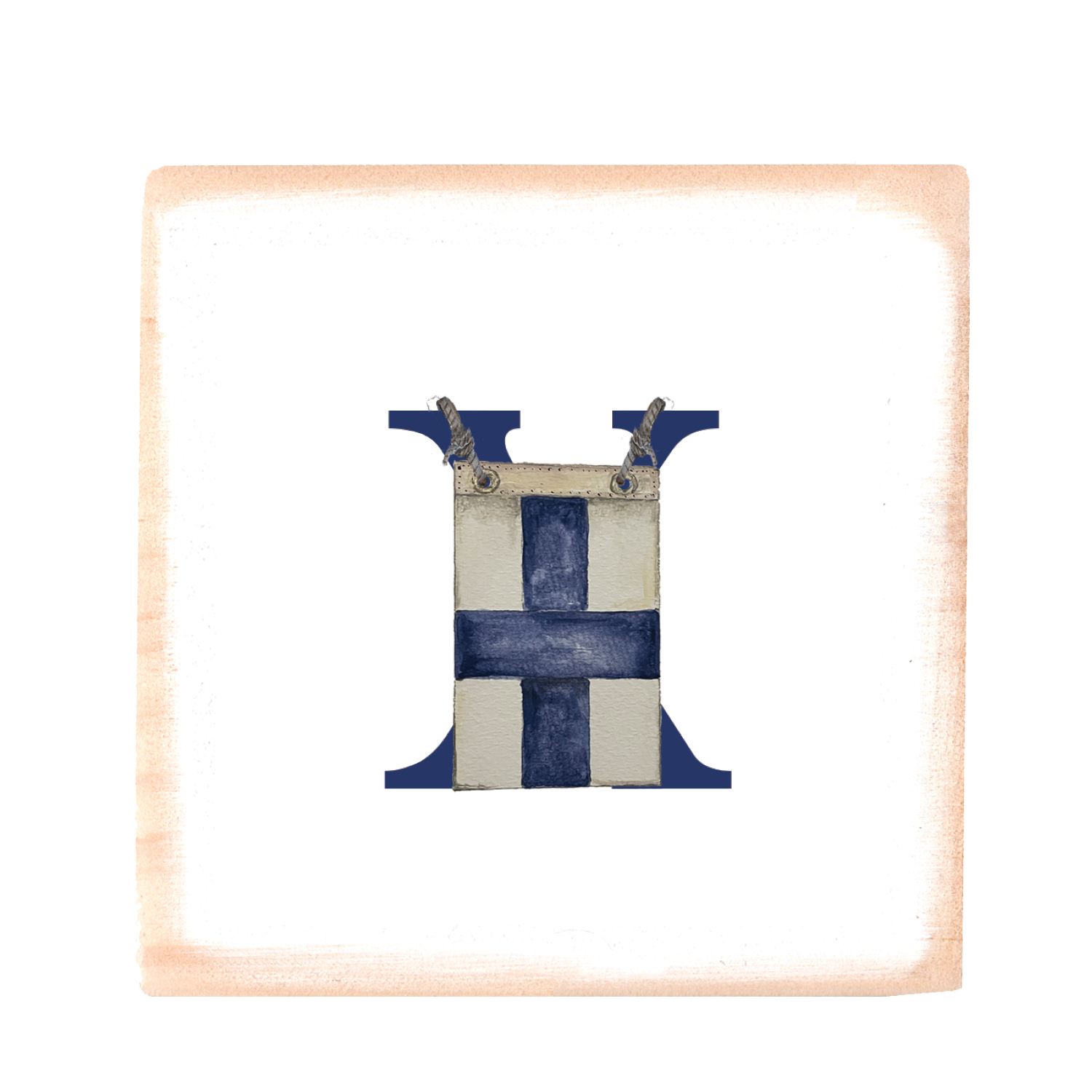 nautical alphabet - X wood block