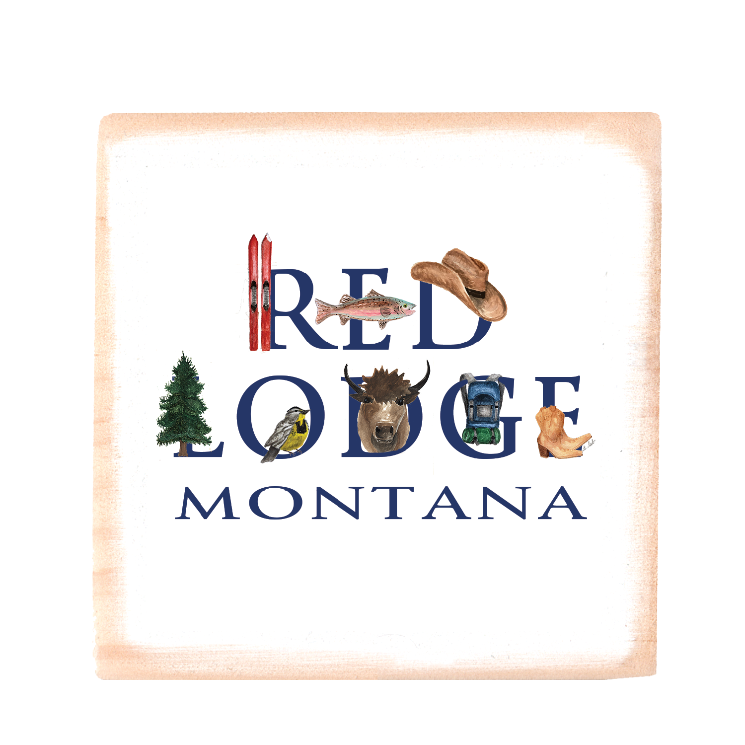 red lodge montana wood block