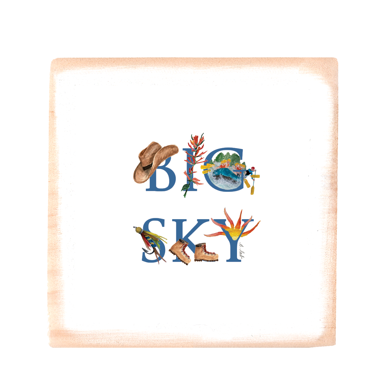 big sky spring summer fall wood block