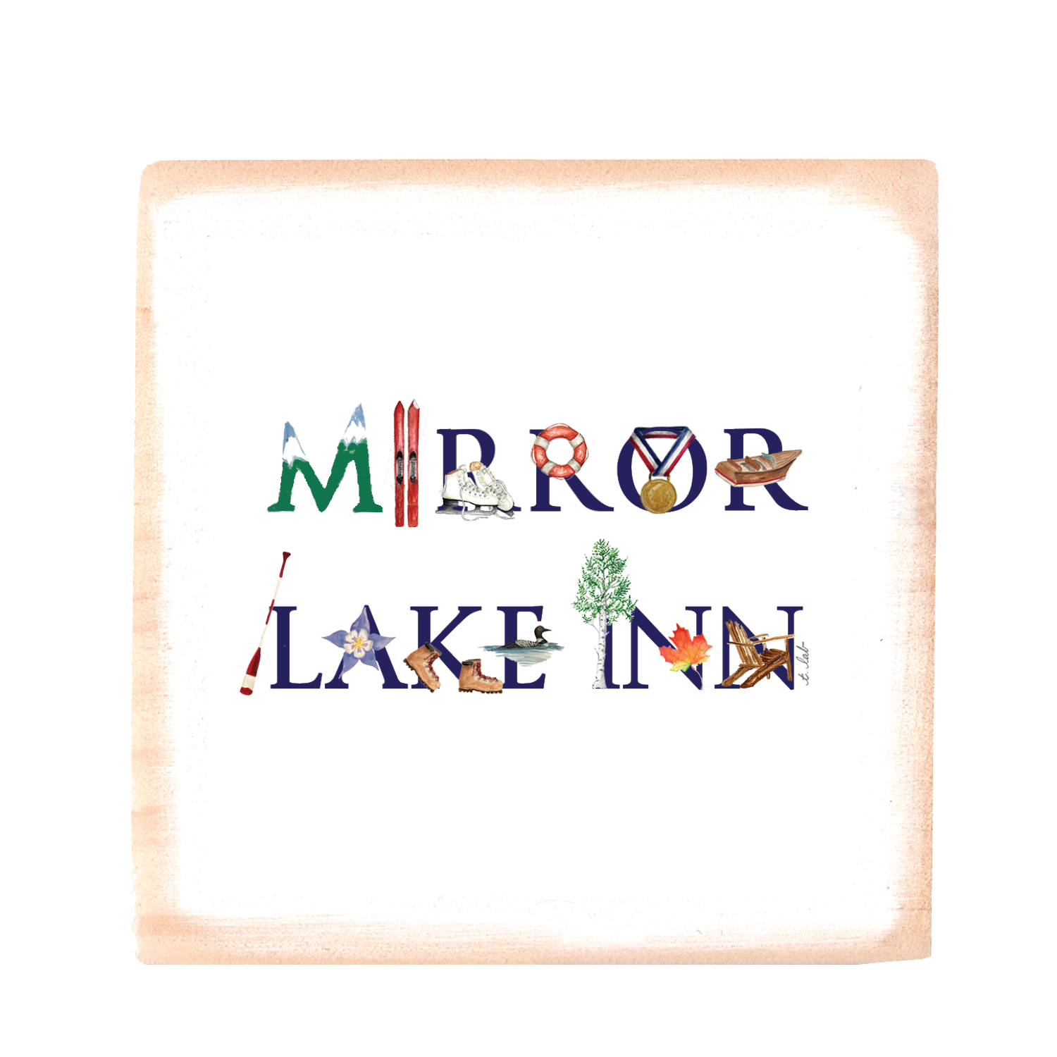 mirror lake inn wood block