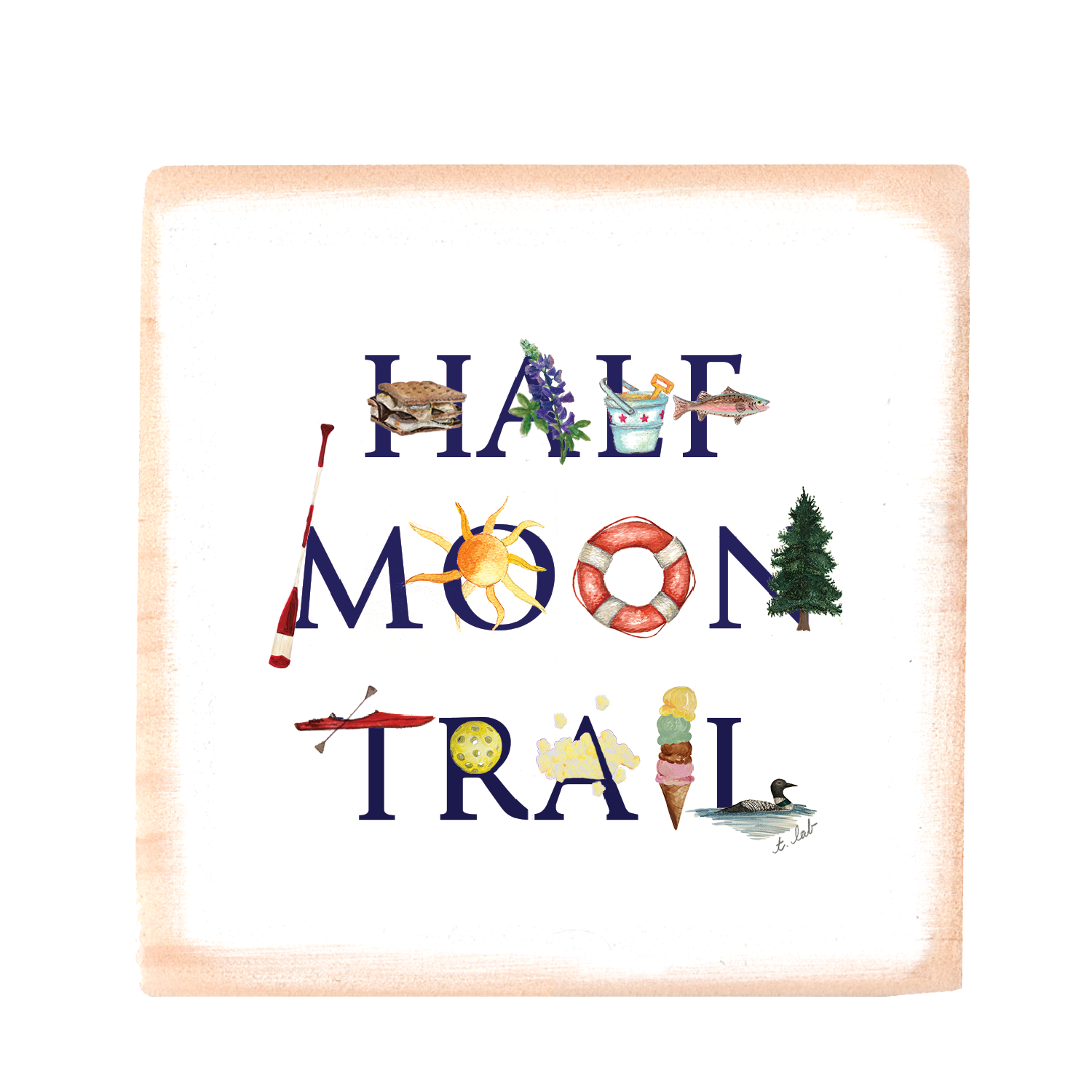 half moon trail wood block