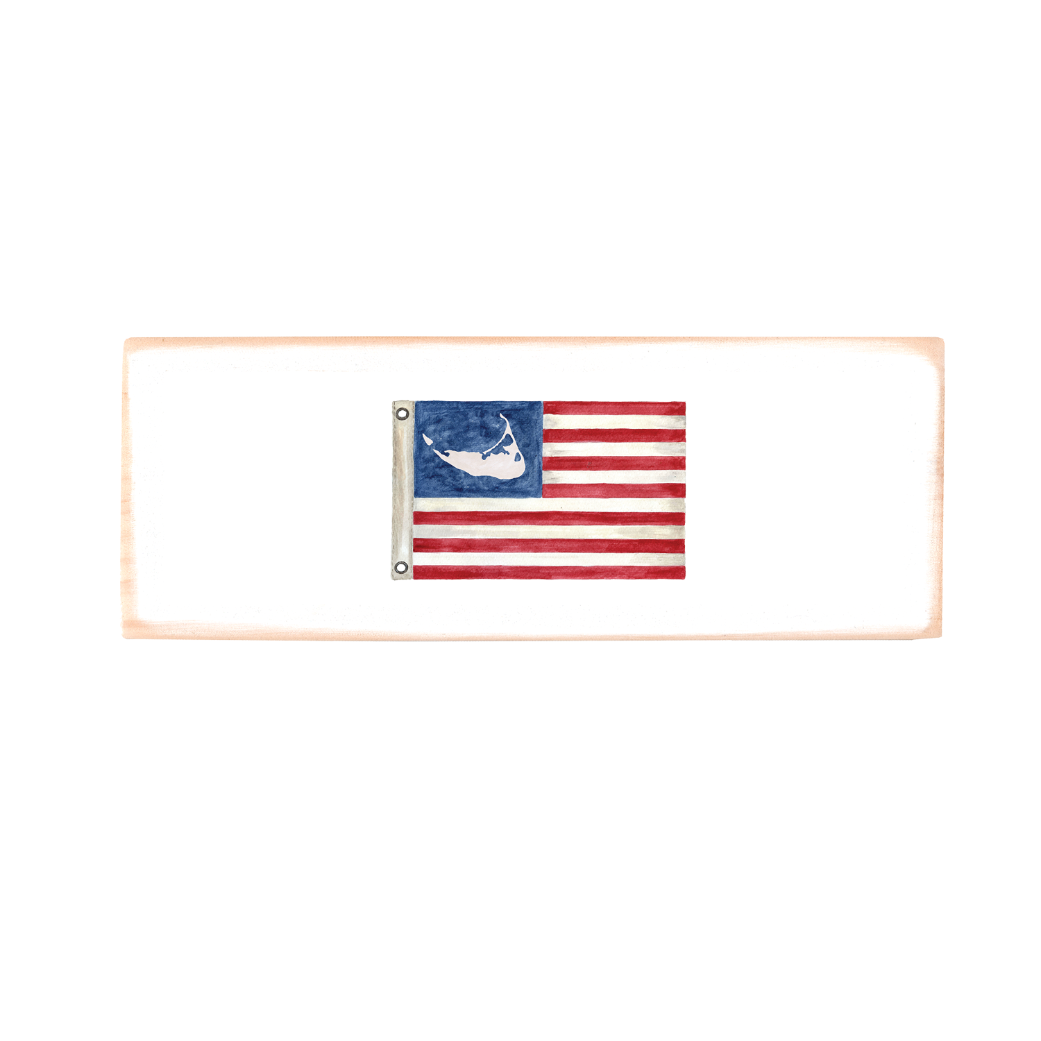 american flag with nantucket wood block rectangle