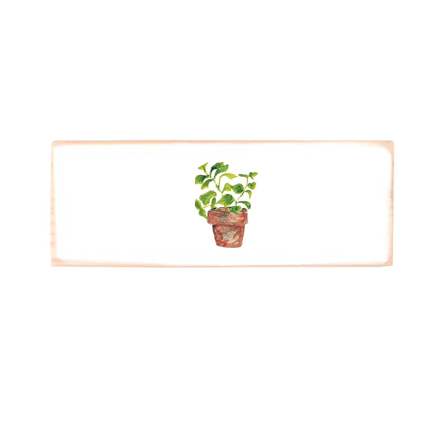 basil in pot wood block rectangle