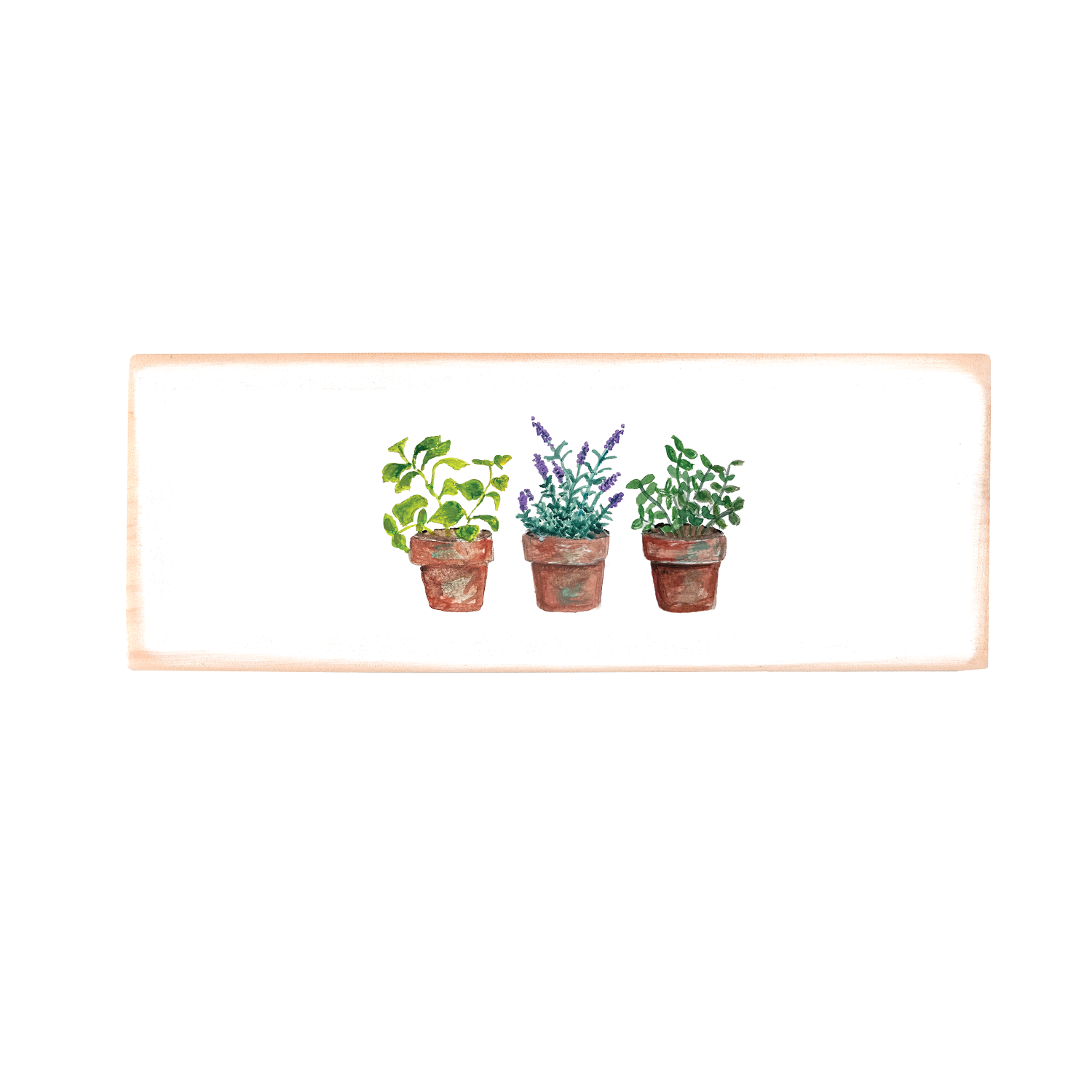 herbs in pot wood block rectangle