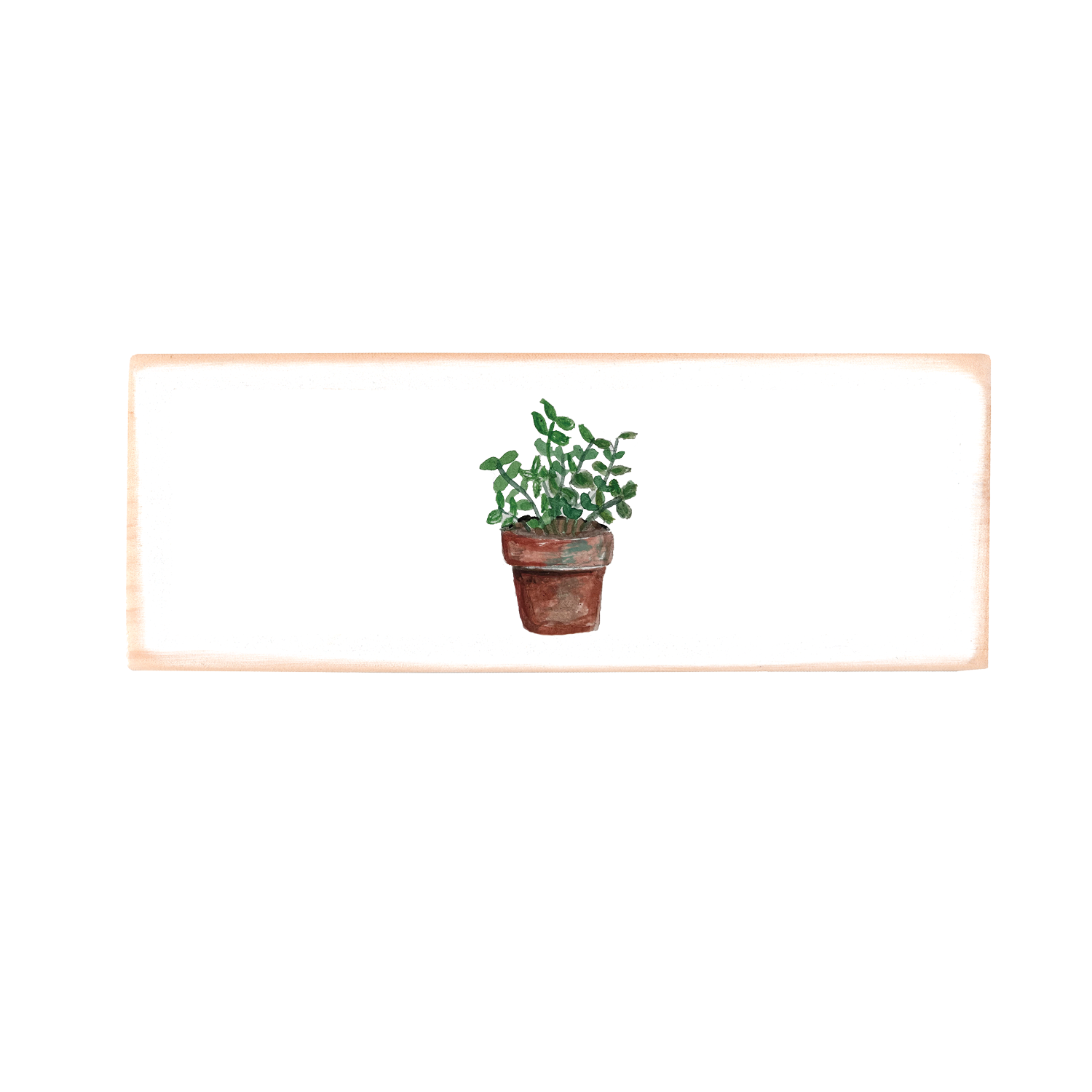 mint in pot wood block rectangle