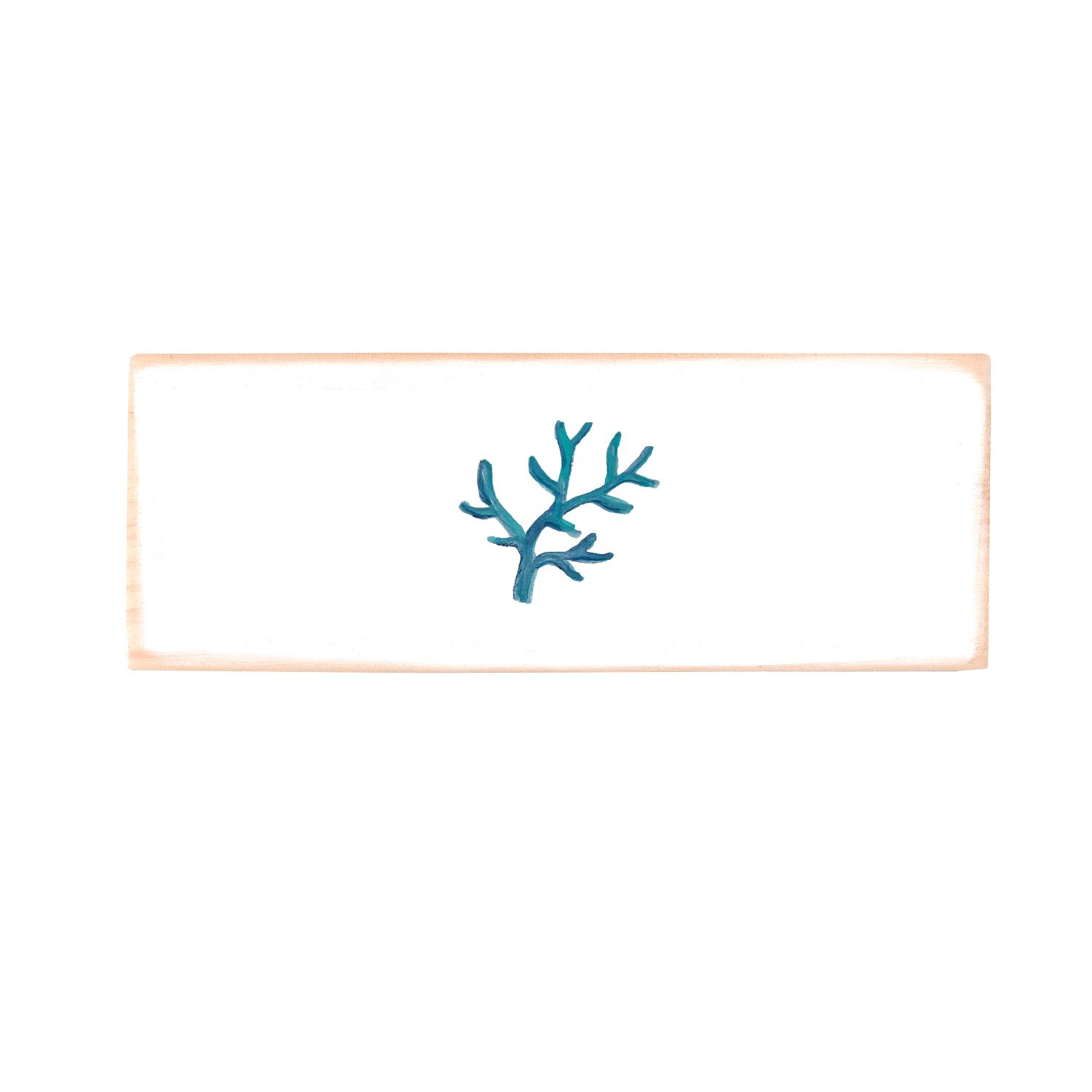 coral blue wood block rectangle