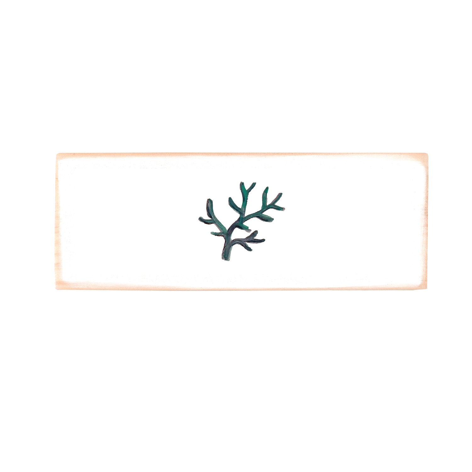 coral seafoam wood block rectangle