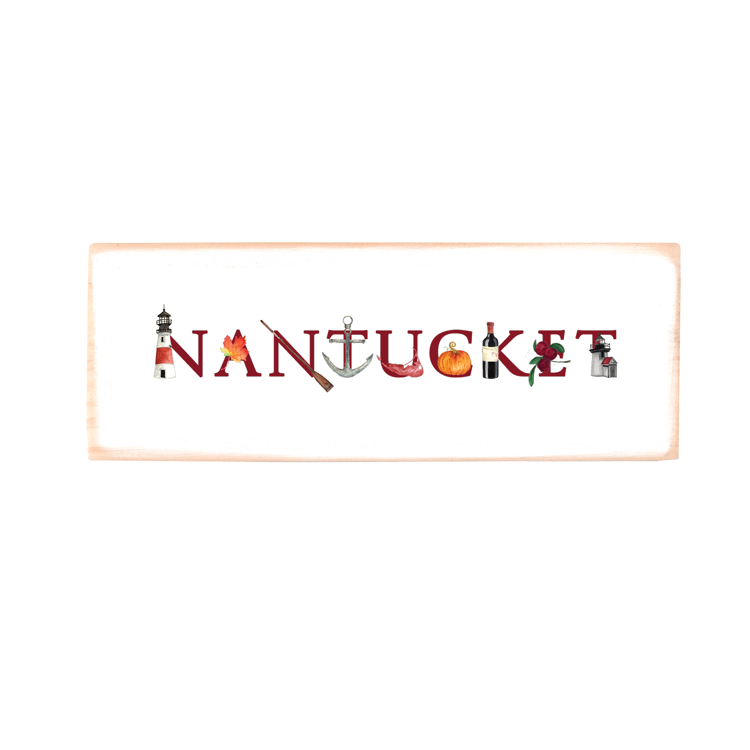 nantucket thanksgiving wood block rectangle